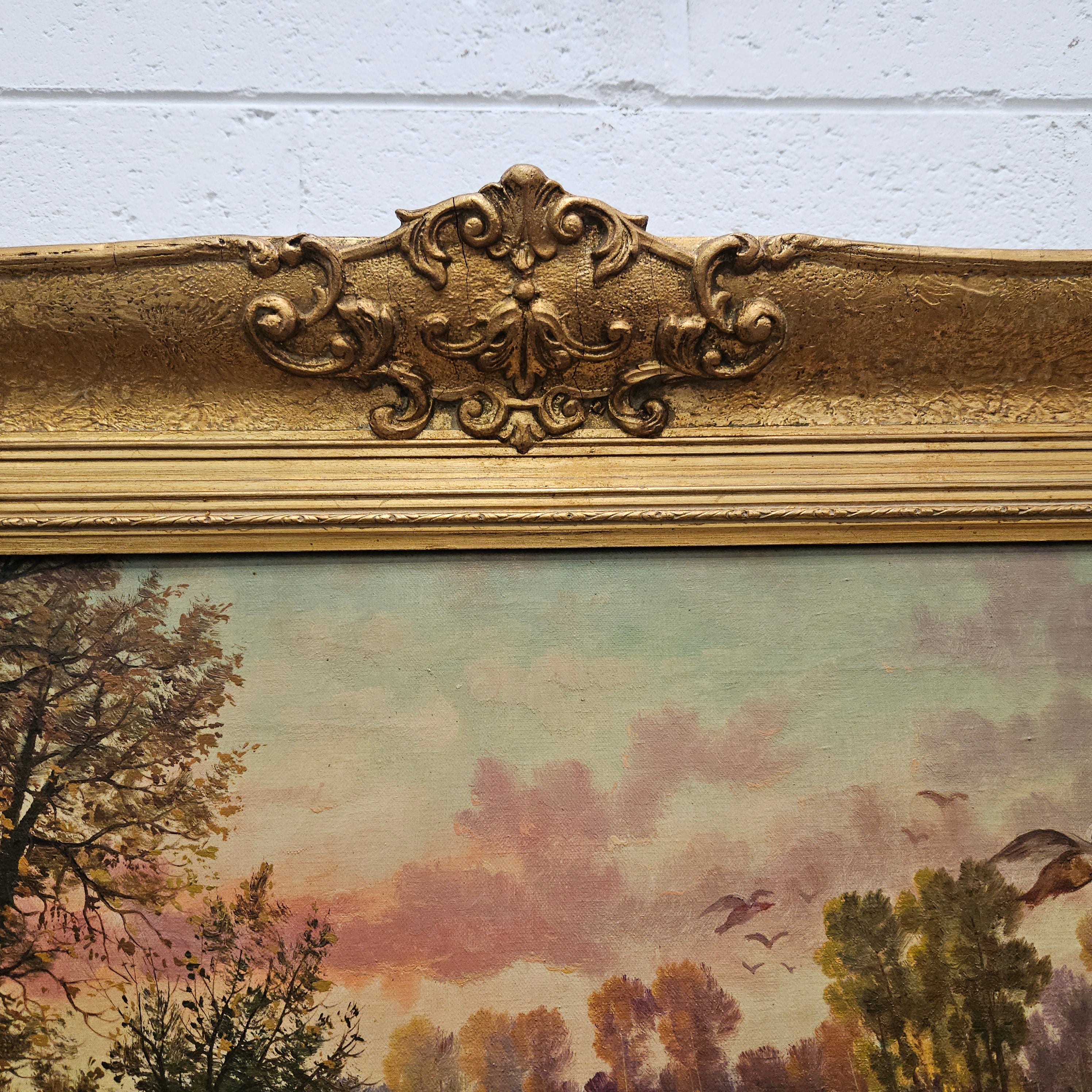 Signed Oil on Canvas "Hunting Scene" In Decorative Gilt Frame | Antique & Vintage | Moonee Ponds Antiques | Australia Wide Delivery