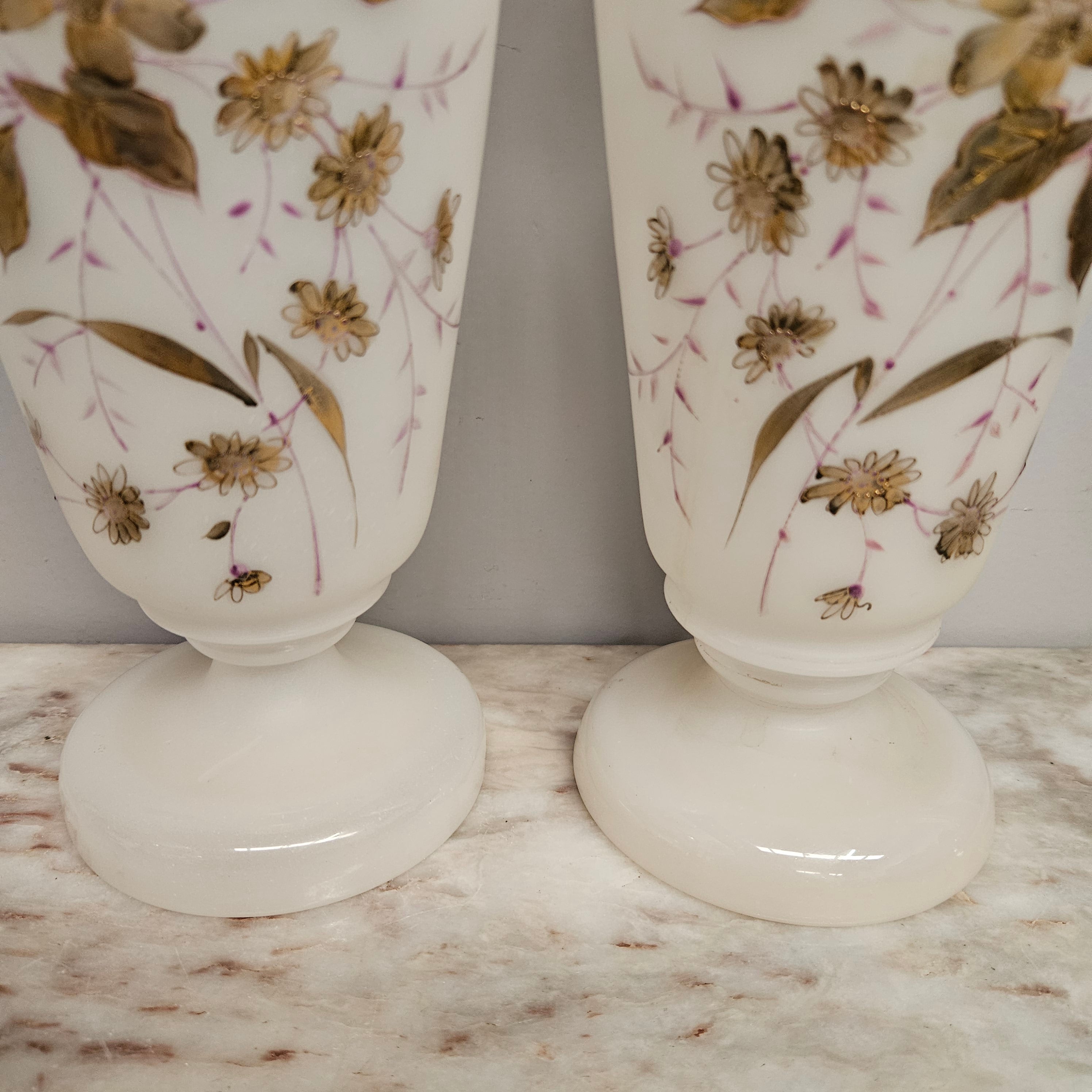 Pair of Victorian Opaline Glass Vases