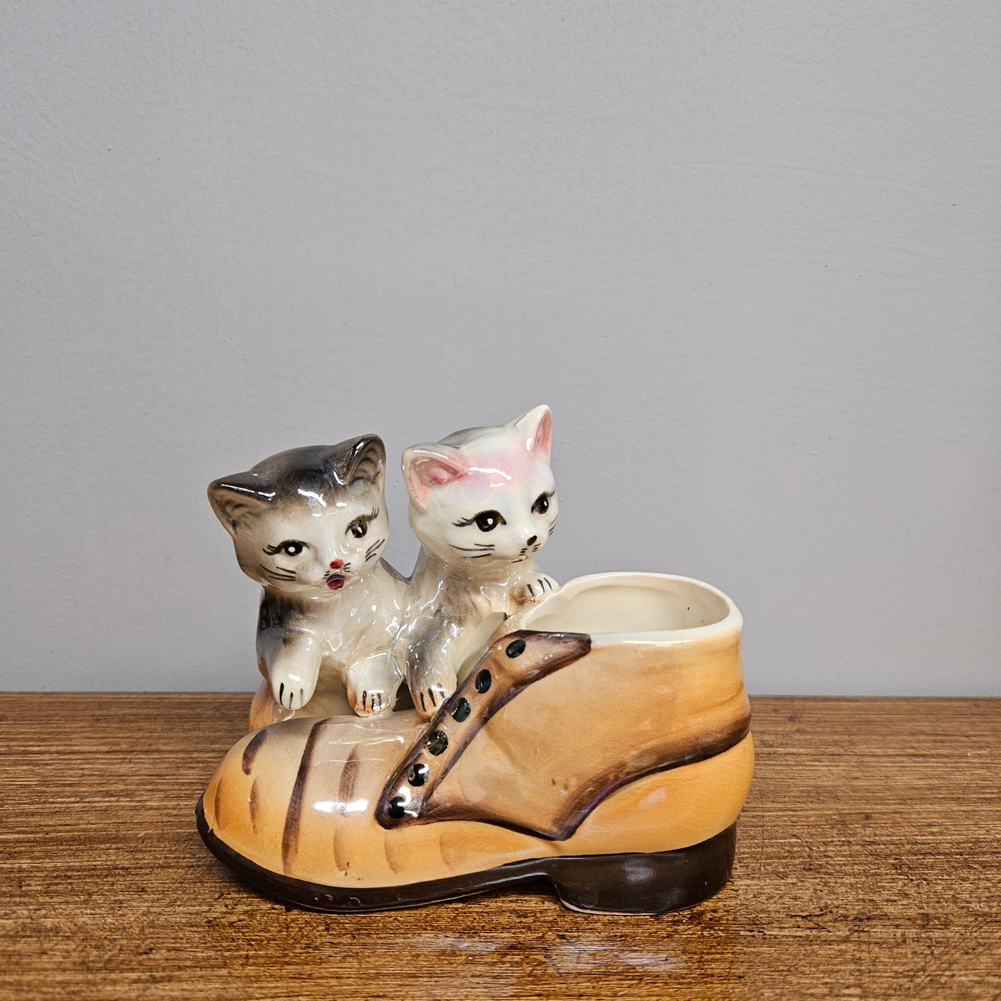 Vintage Lustre Cat and Boot Vase