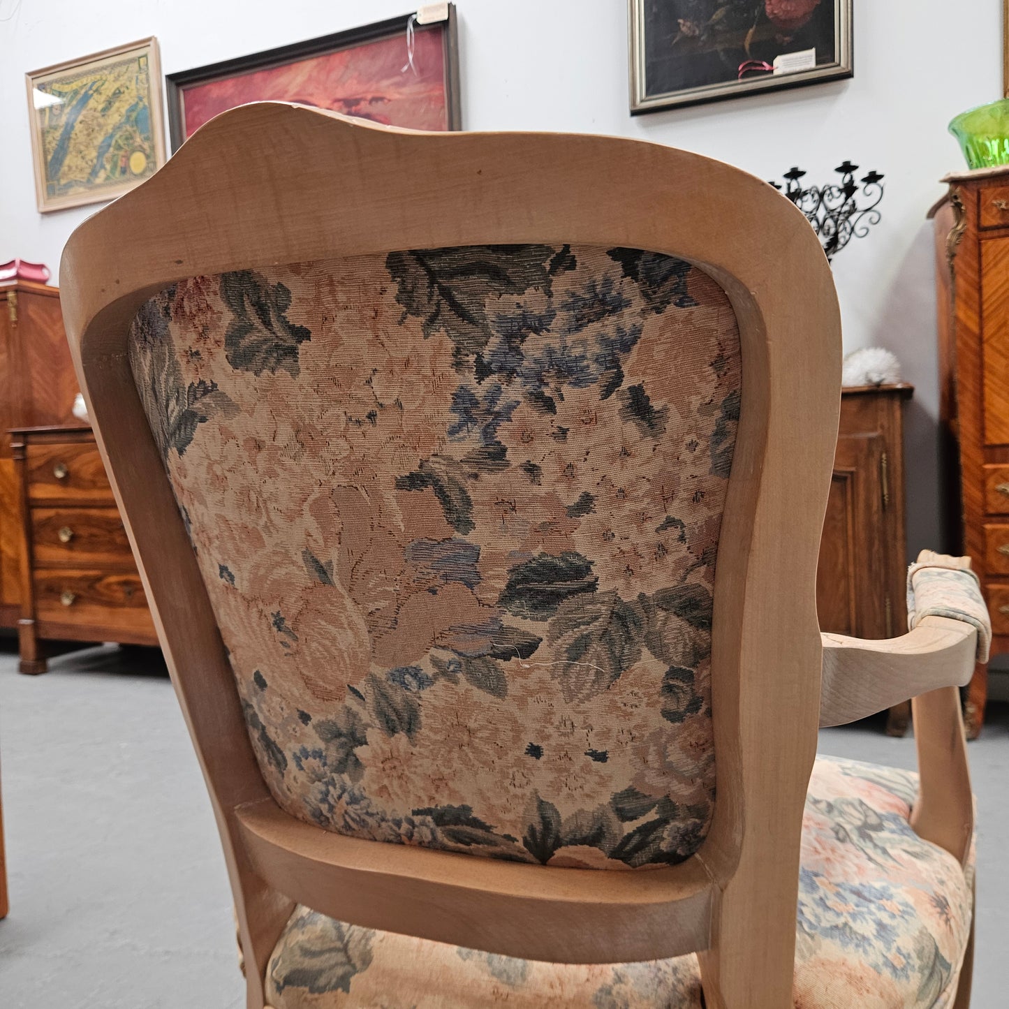 Vintage Whitewash Provincial Style Armchair