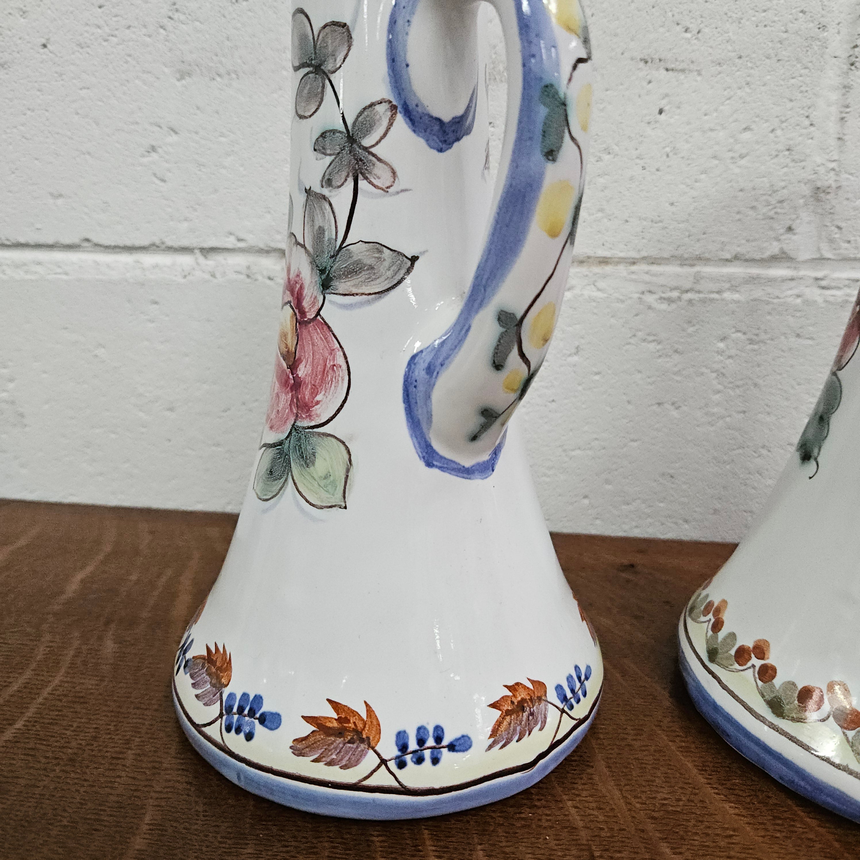 Pair of Hand Painted Portguese Pottery Coimbra Jug/Vases | Antique & Vintage | Moonee Ponds Antiques | Australia Wide Delivery