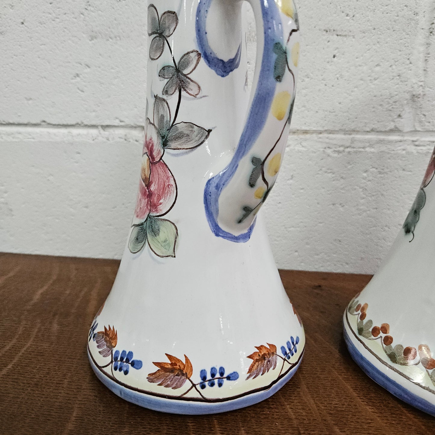 Pair of Hand Painted Portguese Pottery Coimbra Jug/Vases