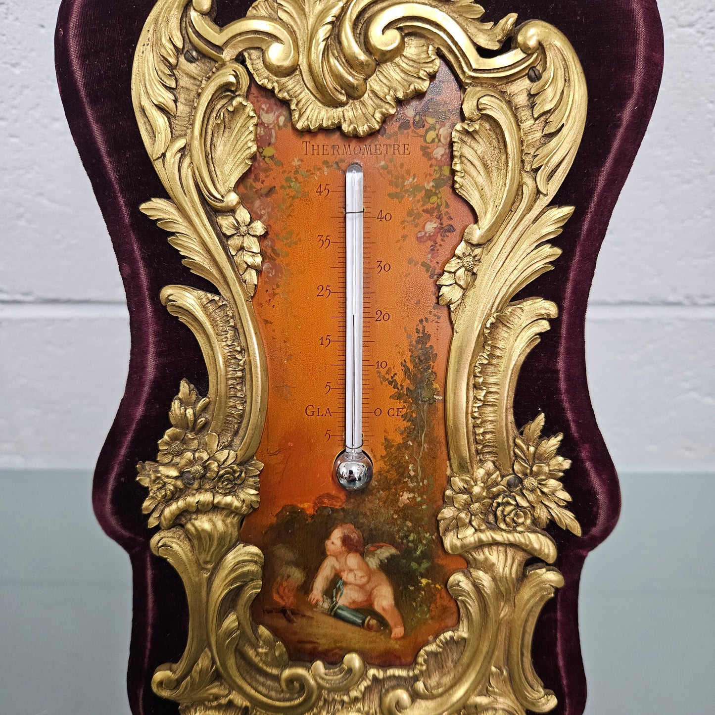 French Antique Louis XV Style Desk / Table Thermometer