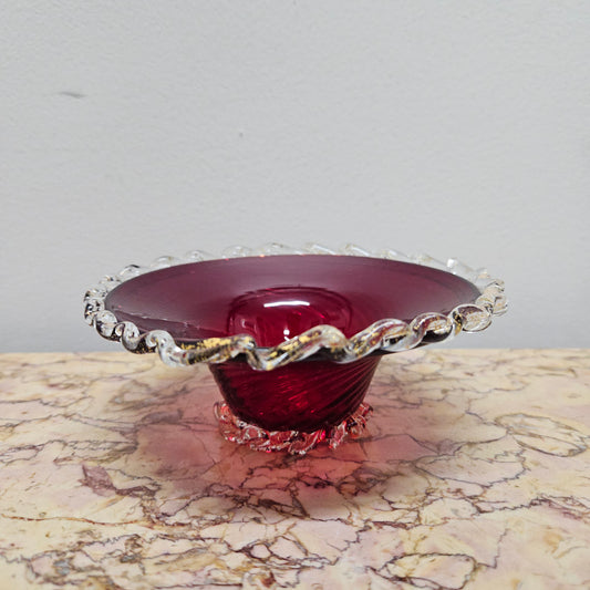 Venetian Ruby & Aventurine Glass Bowl
