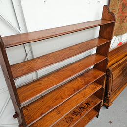 Late Victorian Mahogany 6 Tier Waterful Front Free Standing Bookcase