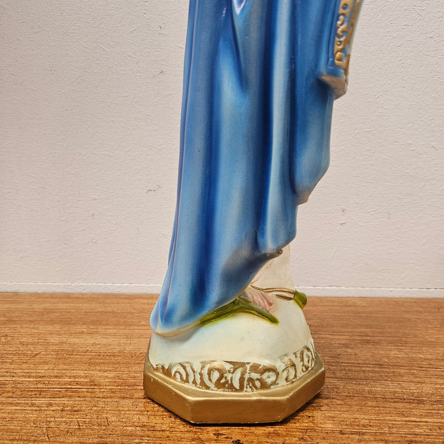 Vintage Hand-Painted Plaster Statue of Our Lady Mary