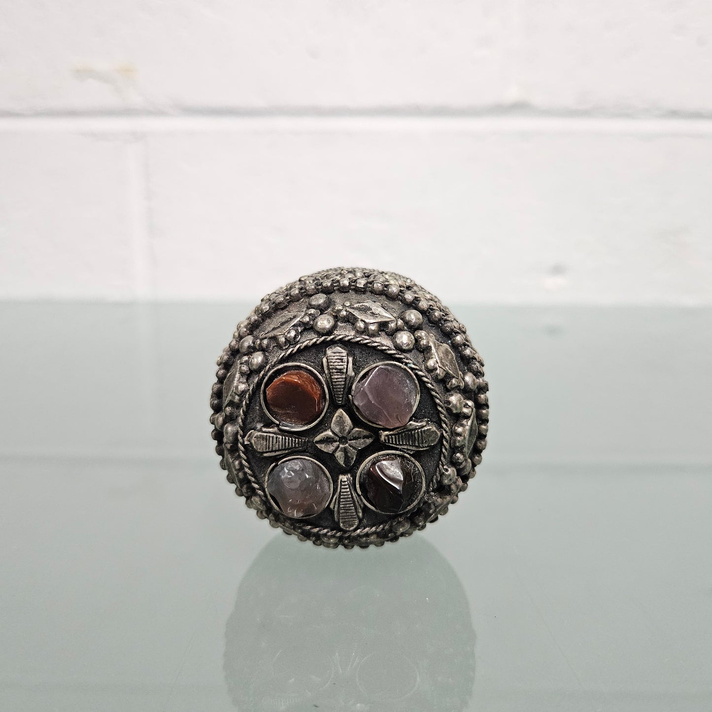 Vintage Tibetan Silver Trinket Box
