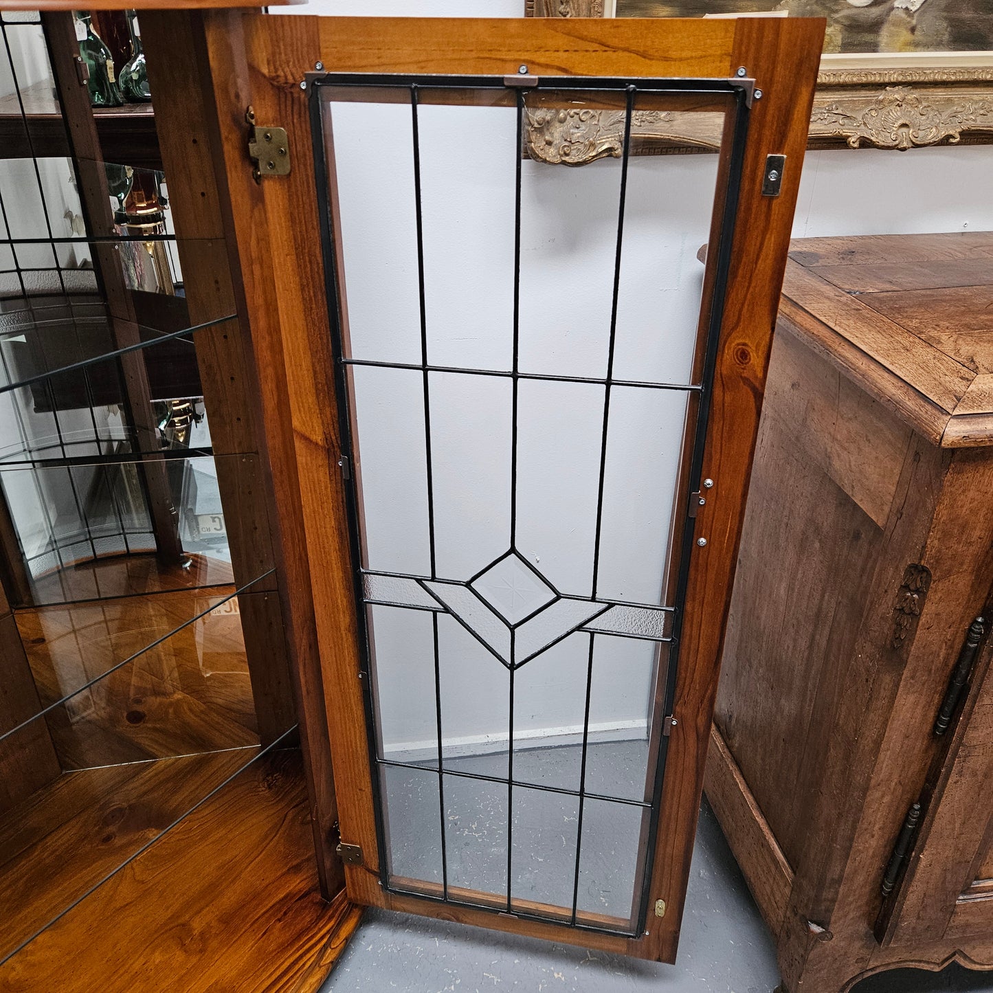 Reproduction Lead Light Corner Cabinet