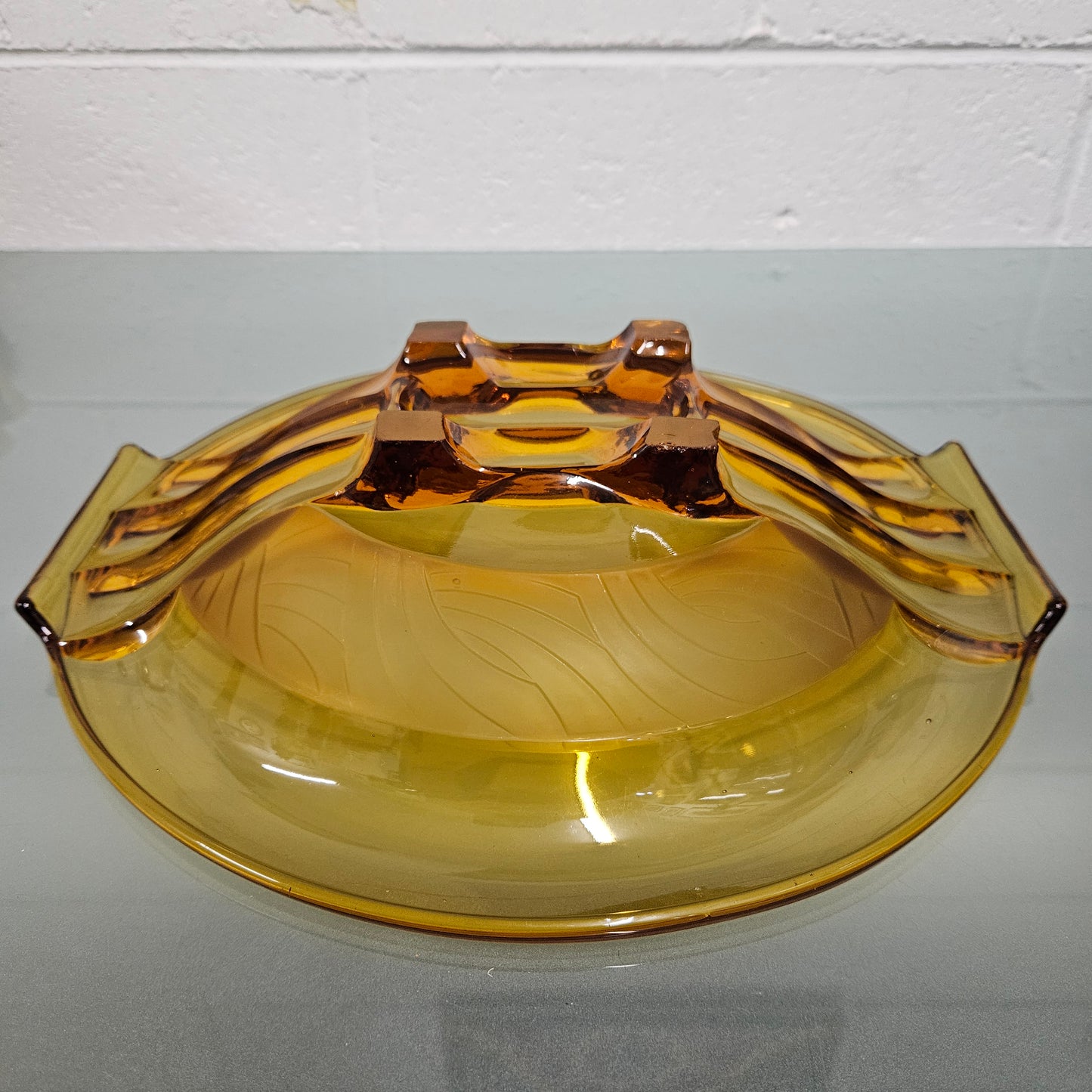 Art Deco Amber Glass Float Bowl