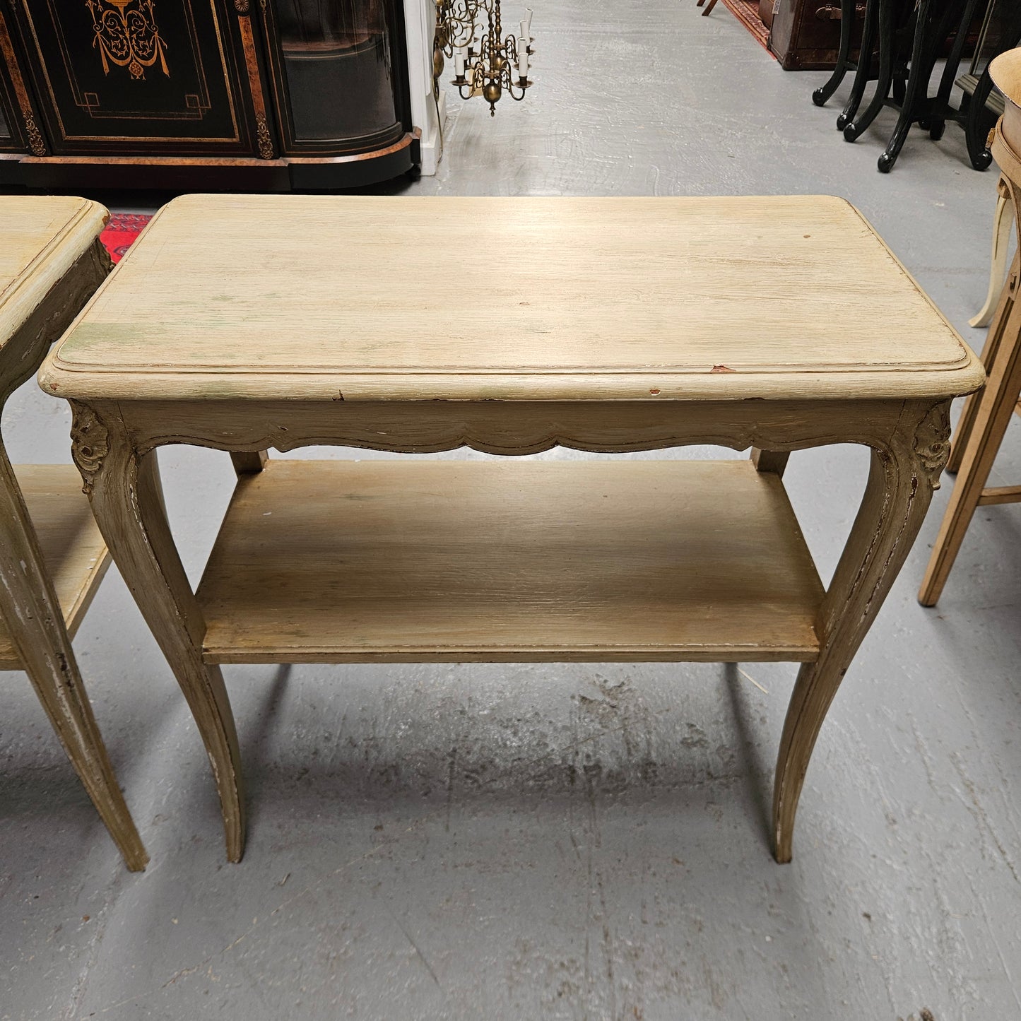 Pair Rustic Oak Shabby Chic Side Tables