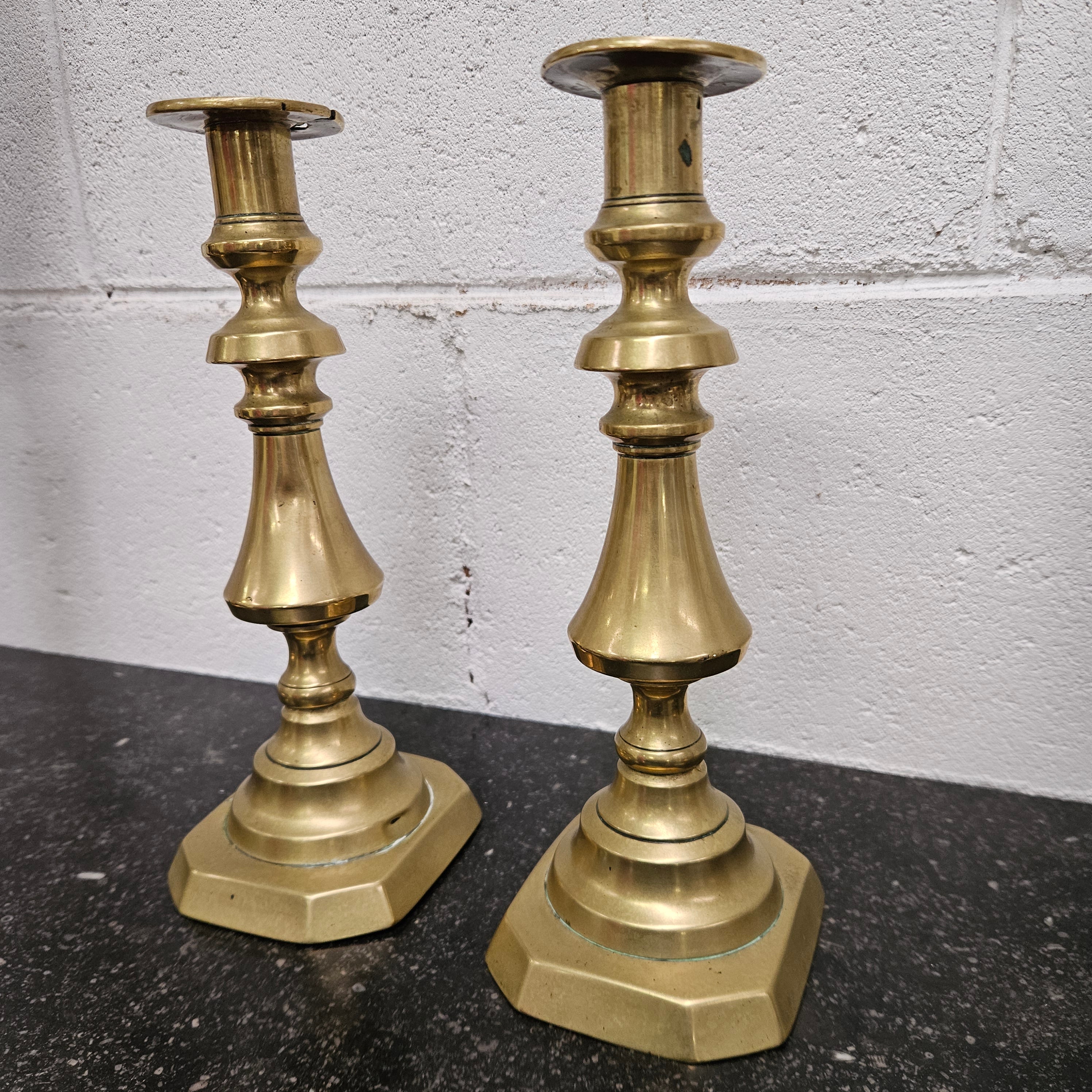 Pair of Mid 19th Century English Brass Candlesticks | Antique & Vintage | Moonee Ponds Antiques | Australia Wide Delivery