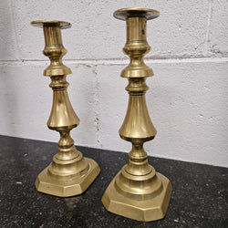 Pair of Mid 19th Century English Brass Candlesticks Moonee Ponds Antiques