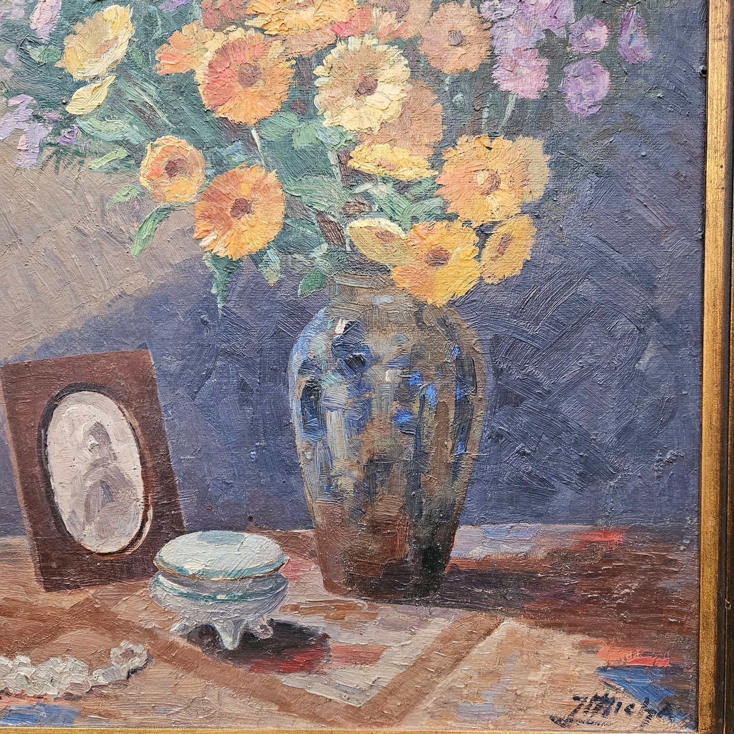 French Oil On Board Still Life Signed L Michaud