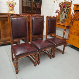 Set of Six Art Nouveau Style Faux Leather Dining Chairs