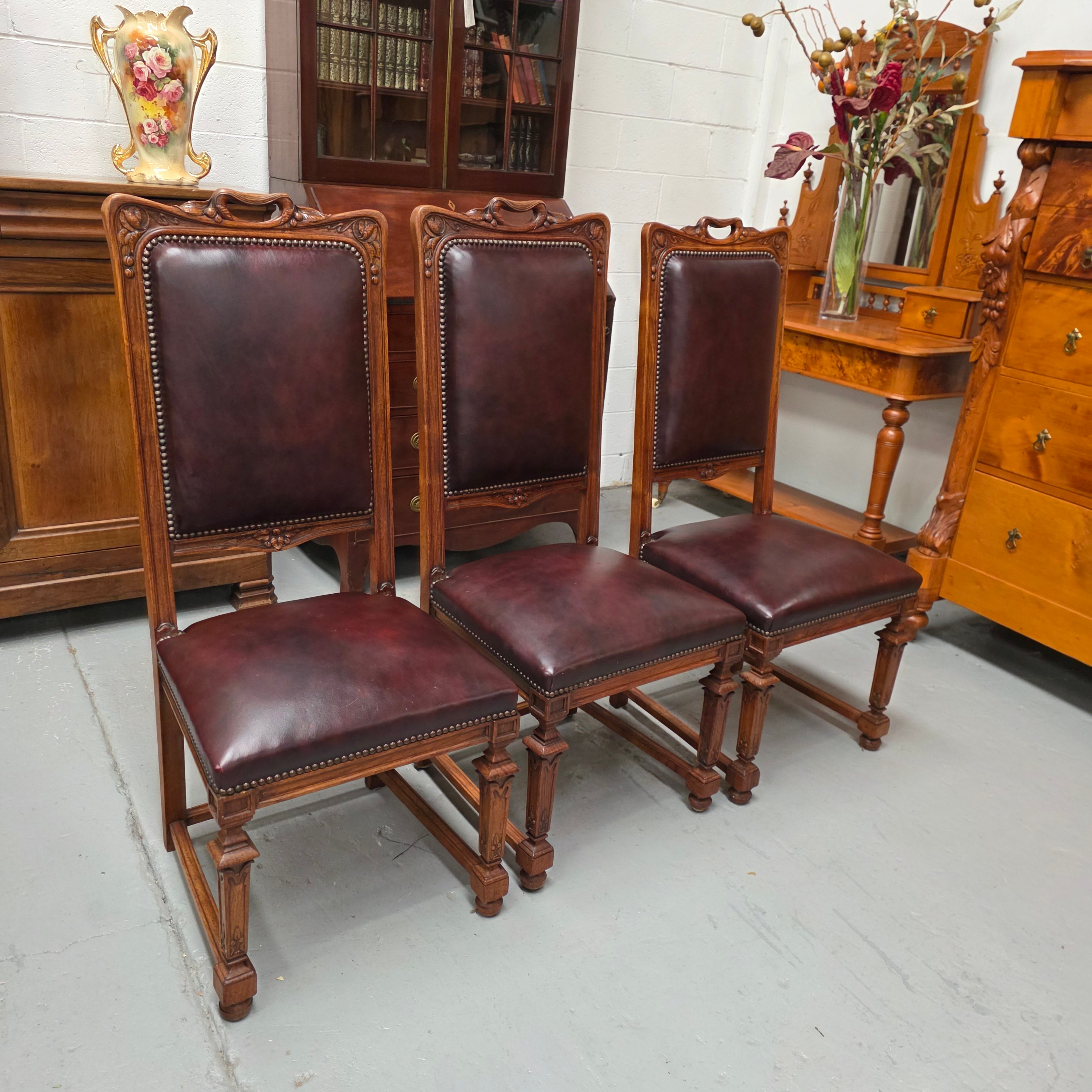 Set of Six Art Nouveau Style Faux Leather Dining Chairs | Antique & Vintage | Moonee Ponds Antiques | Australia Wide Delivery