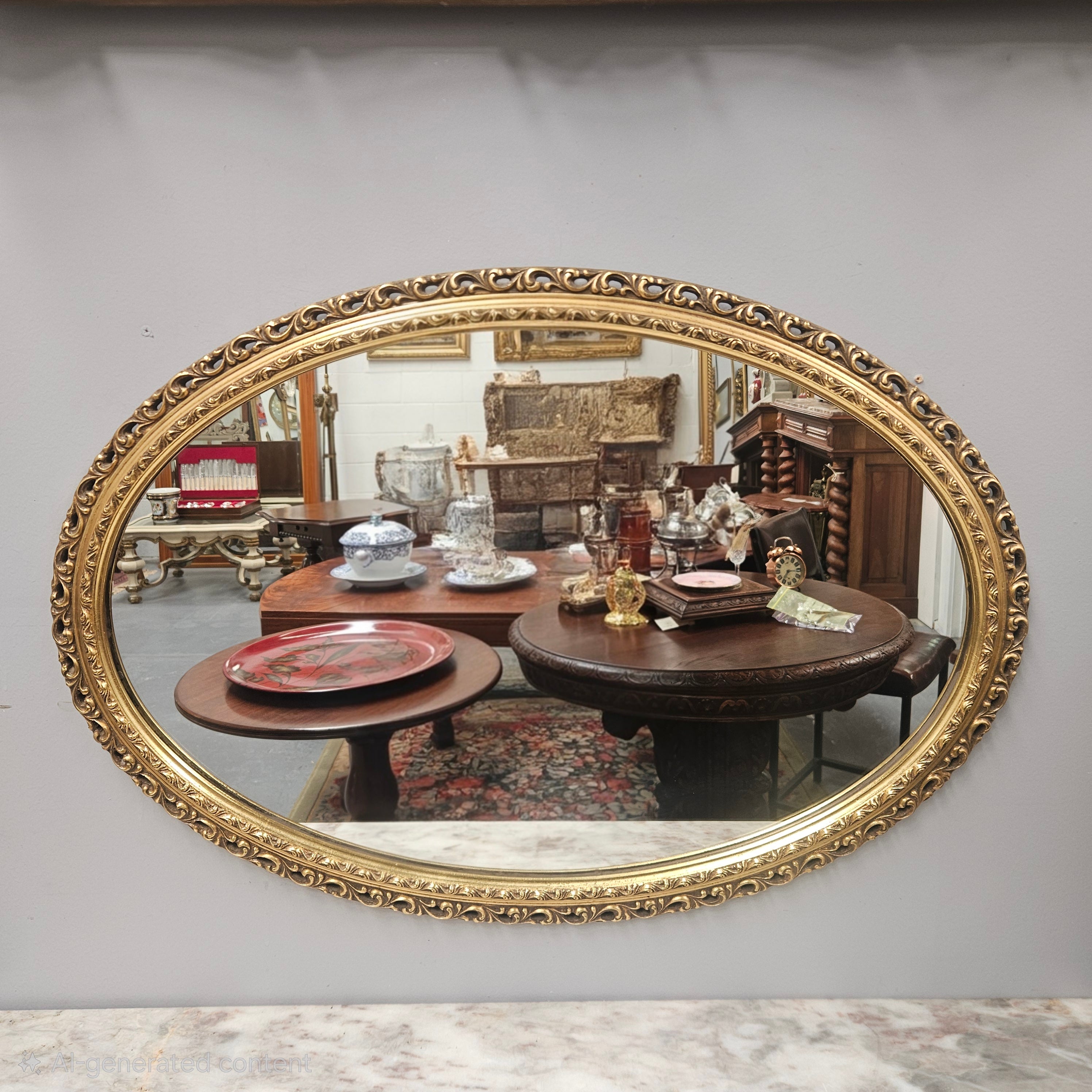 Vintage Oval Gilt Wooden Mirror