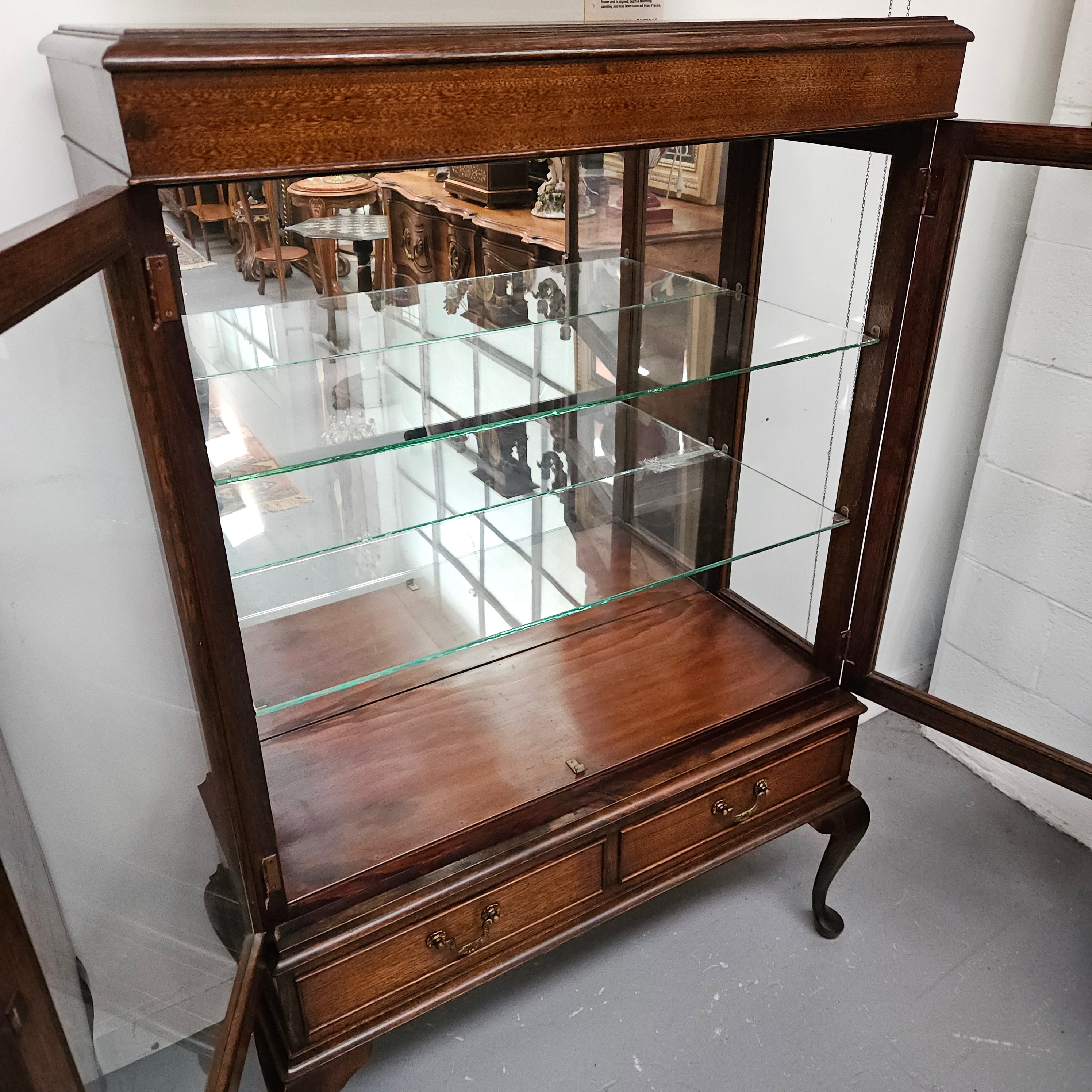 Two Door Display Cabinet With Two Drawers | Antique & Vintage | Moonee Ponds Antiques | Australia Wide Delivery