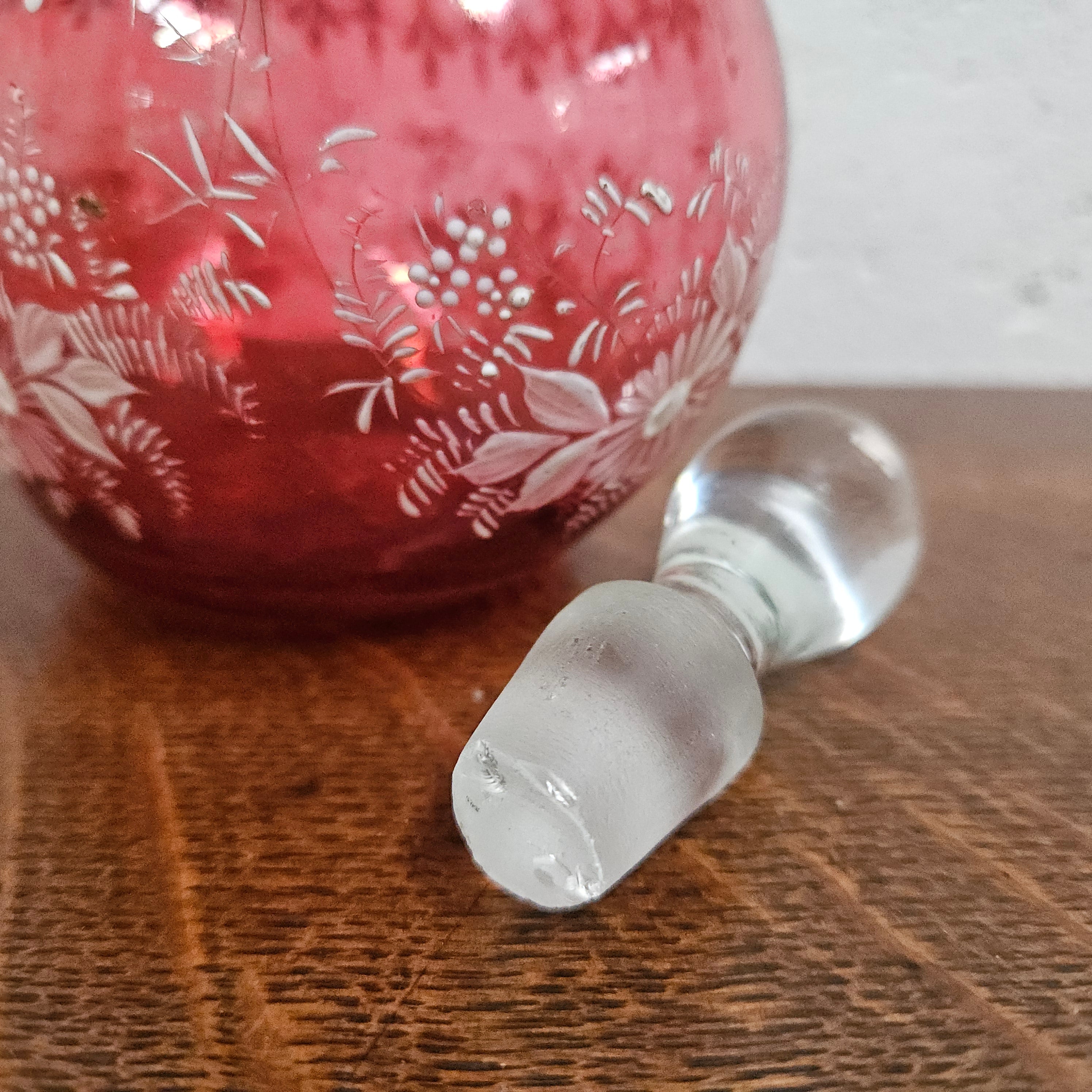 Victorian Ruby & Enamel Glass Decanter | Antique & Vintage | Moonee Ponds Antiques | Australia Wide Delivery