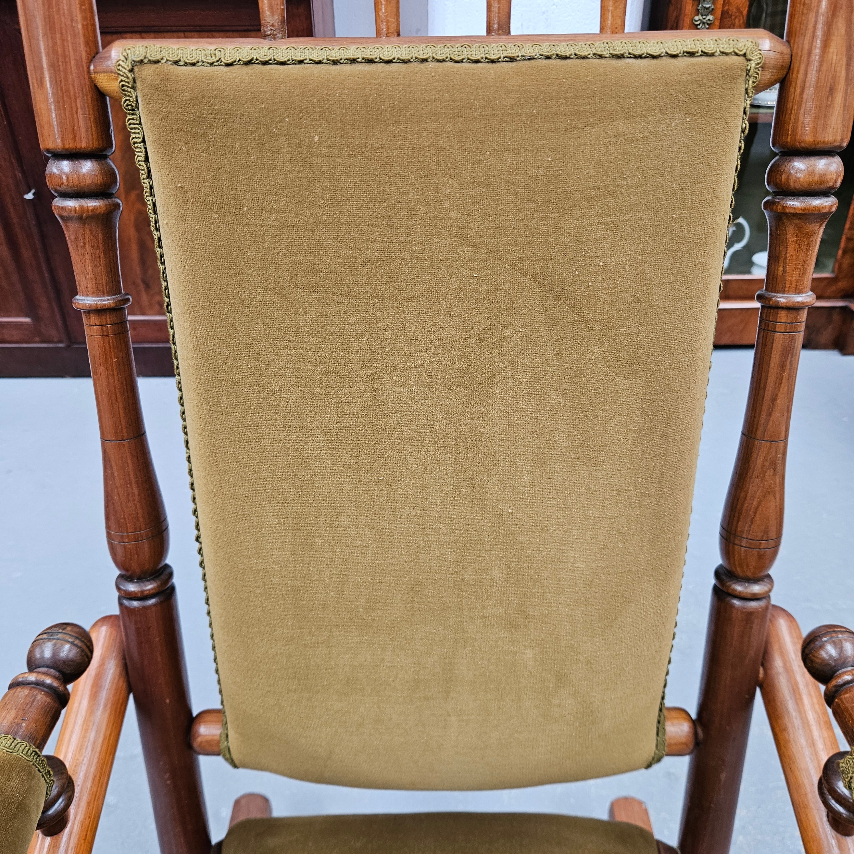 Edwardian Walnut Upholstered Rocking Chair | Antique & Vintage | Moonee Ponds Antiques | Australia Wide Delivery