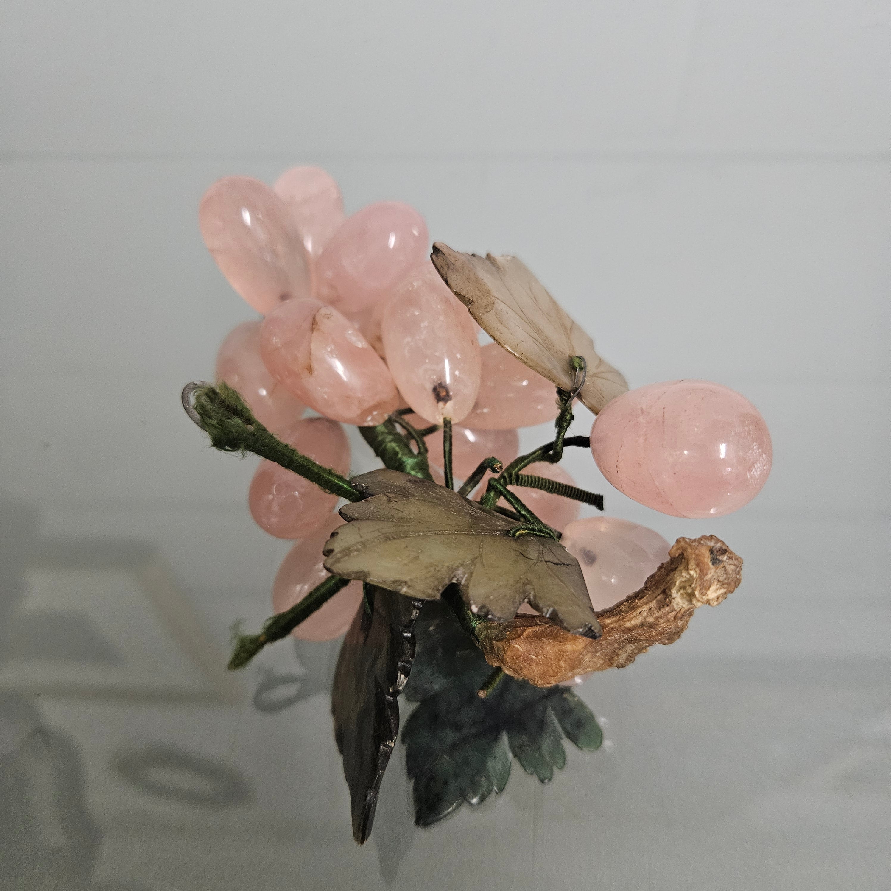 Vintage Cluster Of Pink Quartz& Jade Grapes & Leaves | Antique & Vintage | Moonee Ponds Antiques | Australia Wide Delivery