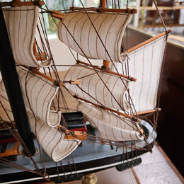 Nautical Sail Ship Table Lamp on Wooden Base