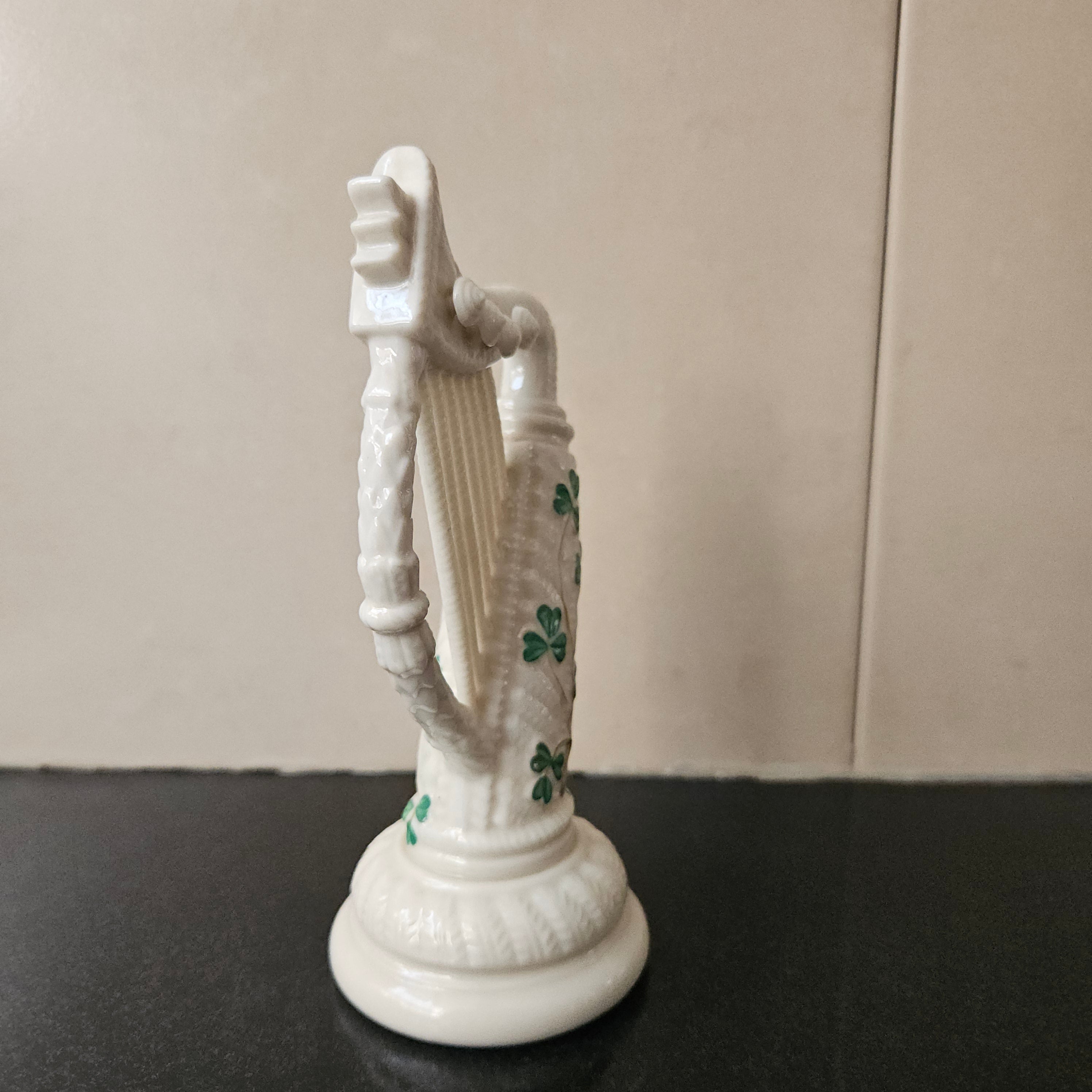 Stunning Belleek Harp with Shamrock Pattern | Antique & Vintage | Moonee Ponds Antiques | Australia Wide Delivery