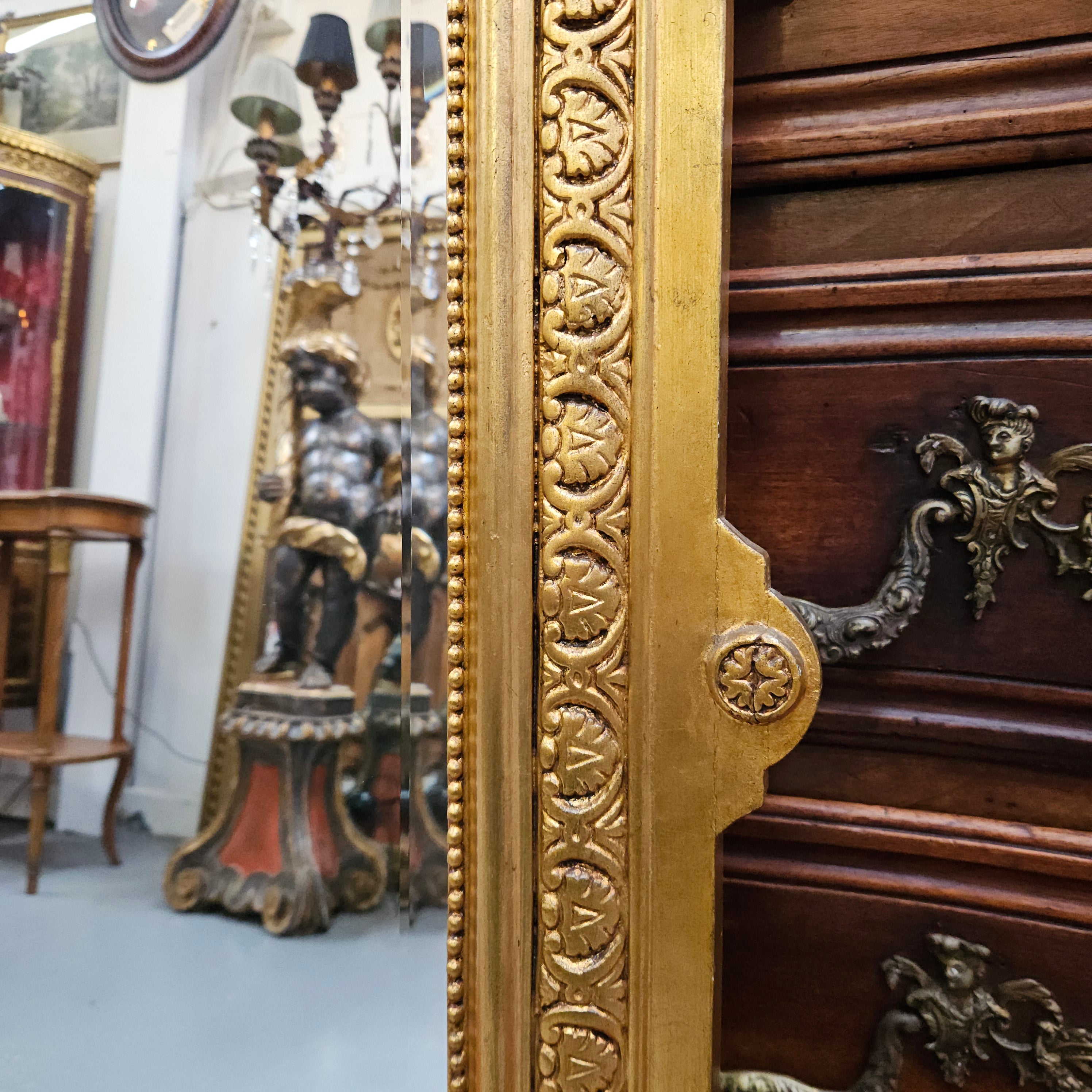 Napoleon III Style French Gilt & Floral Decorated Bevelled Mirror | Antique & Vintage | Moonee Ponds Antiques | Australia Wide Delivery