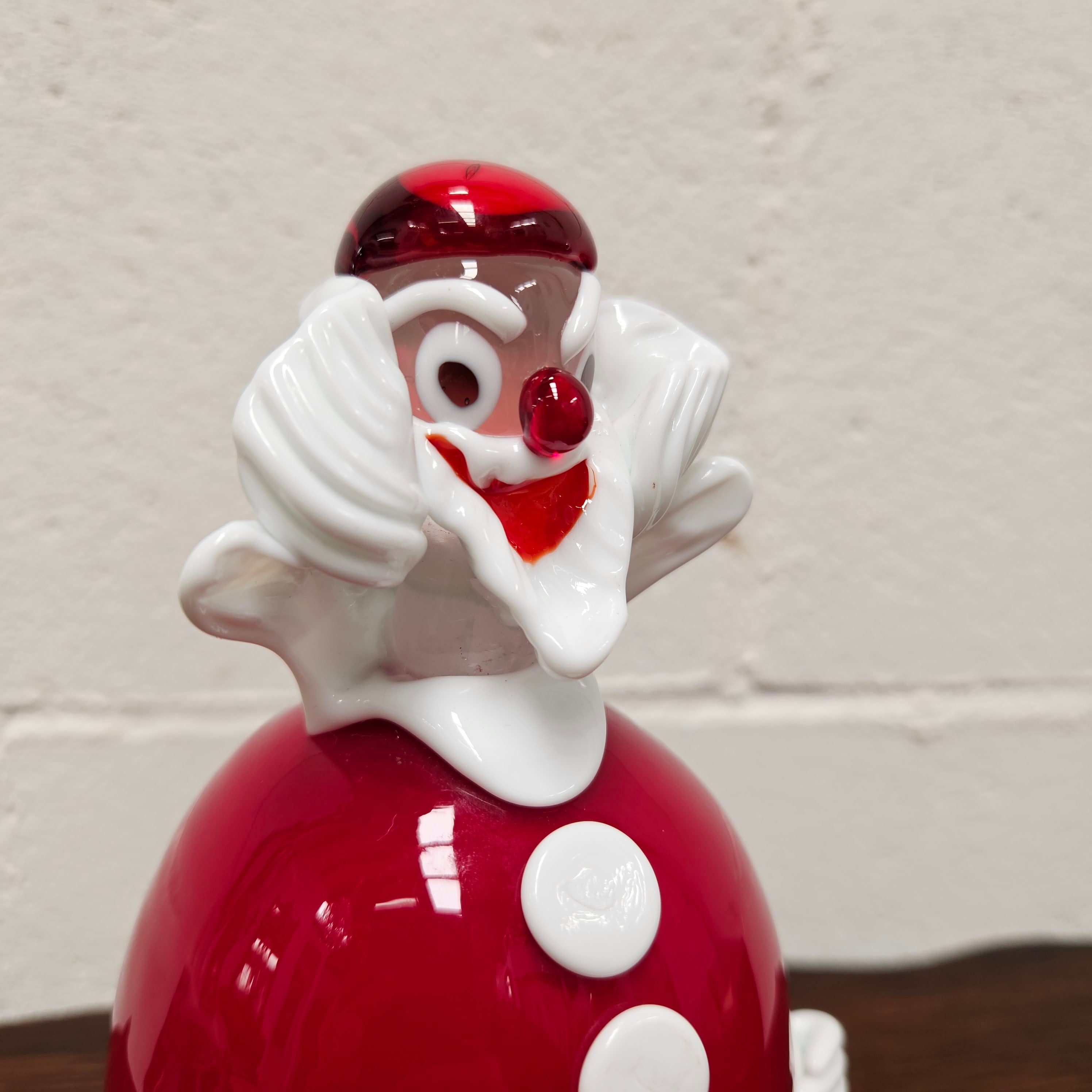 VTG Murano Italy on sale Blown GLASS HAPPY CLOWN FIGURINE 9” Pitau Venetian Guitar