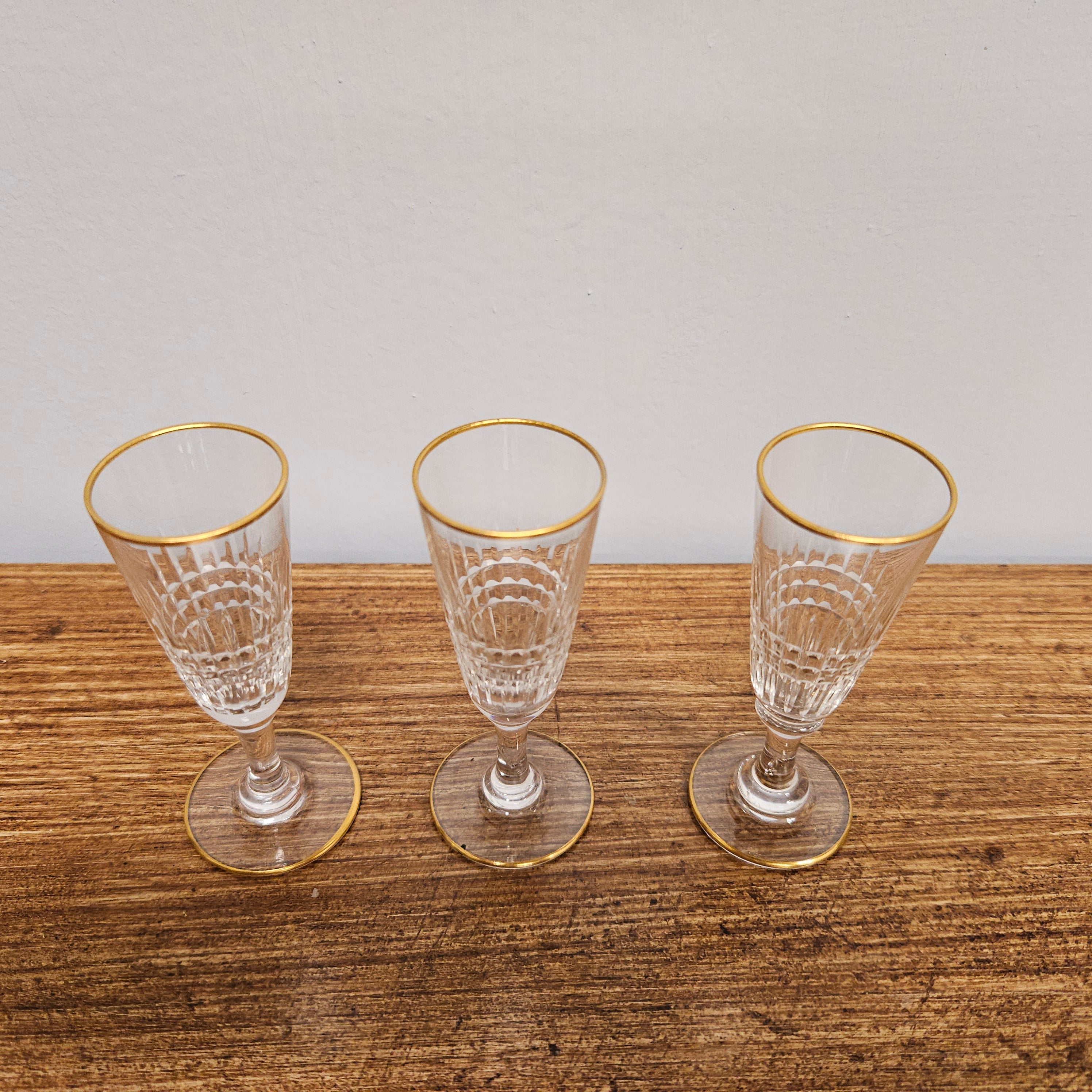 Set Of 6 Stemmed Crystal Liqueur Glasses | Antique & Vintage | Moonee Ponds Antiques | Australia Wide Delivery