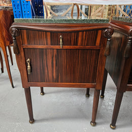 Elegant Pair of French Art Deco Marble Top Bedsides