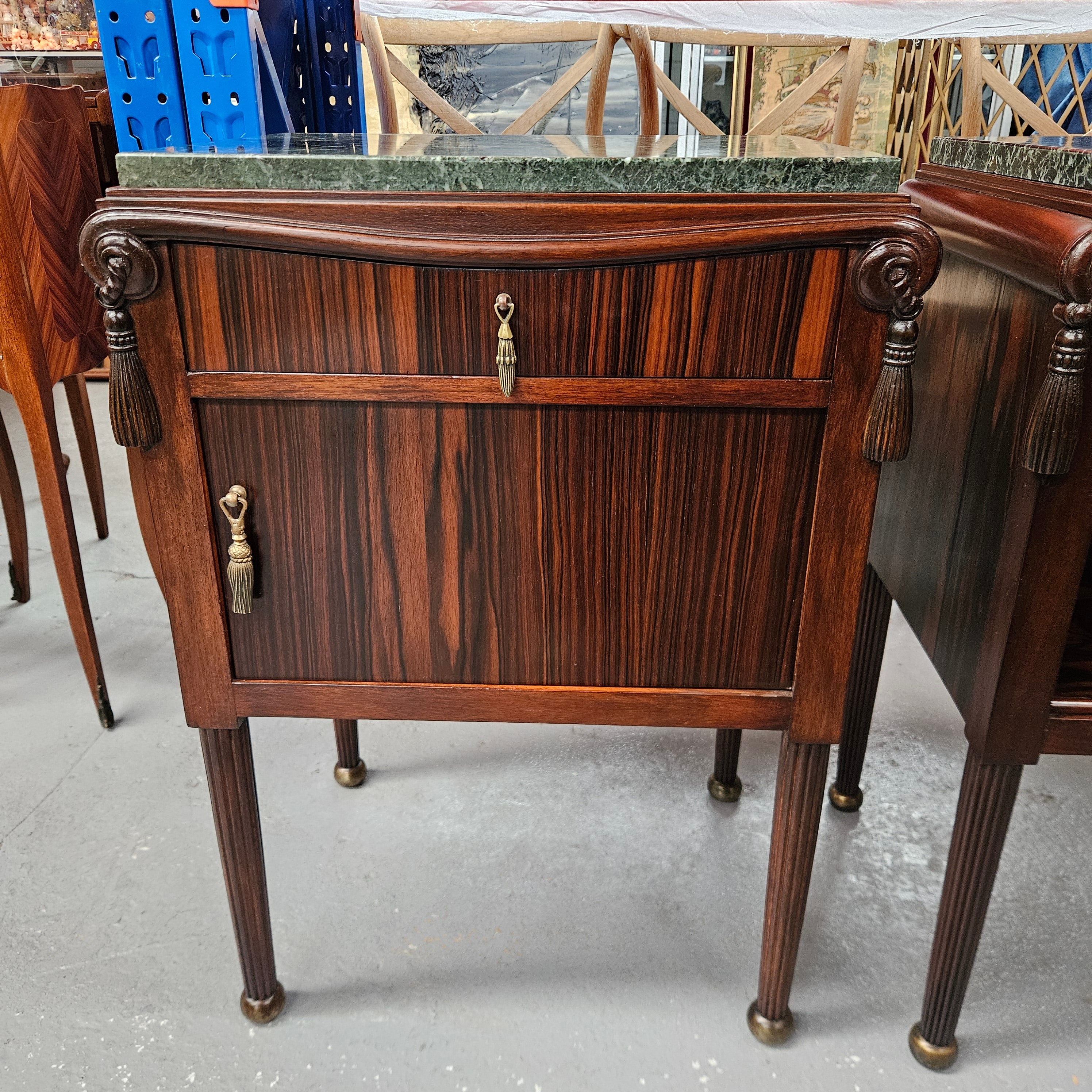 Elegant Pair of French Art Deco Marble Top Bedsides | Antique & Vintage | Moonee Ponds Antiques | Australia Wide Delivery