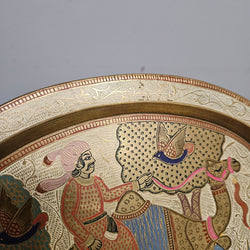 Vintage Hand Made & Painted Brass Tray
