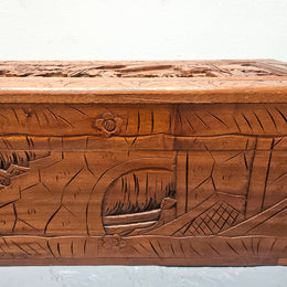 Small Oriental Carved Camphor Wood Chest