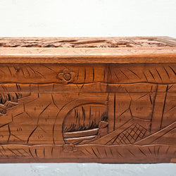 Small Oriental Carved Camphor Wood Chest | Antique & Vintage | Moonee Ponds Antiques | Australia Wide Delivery