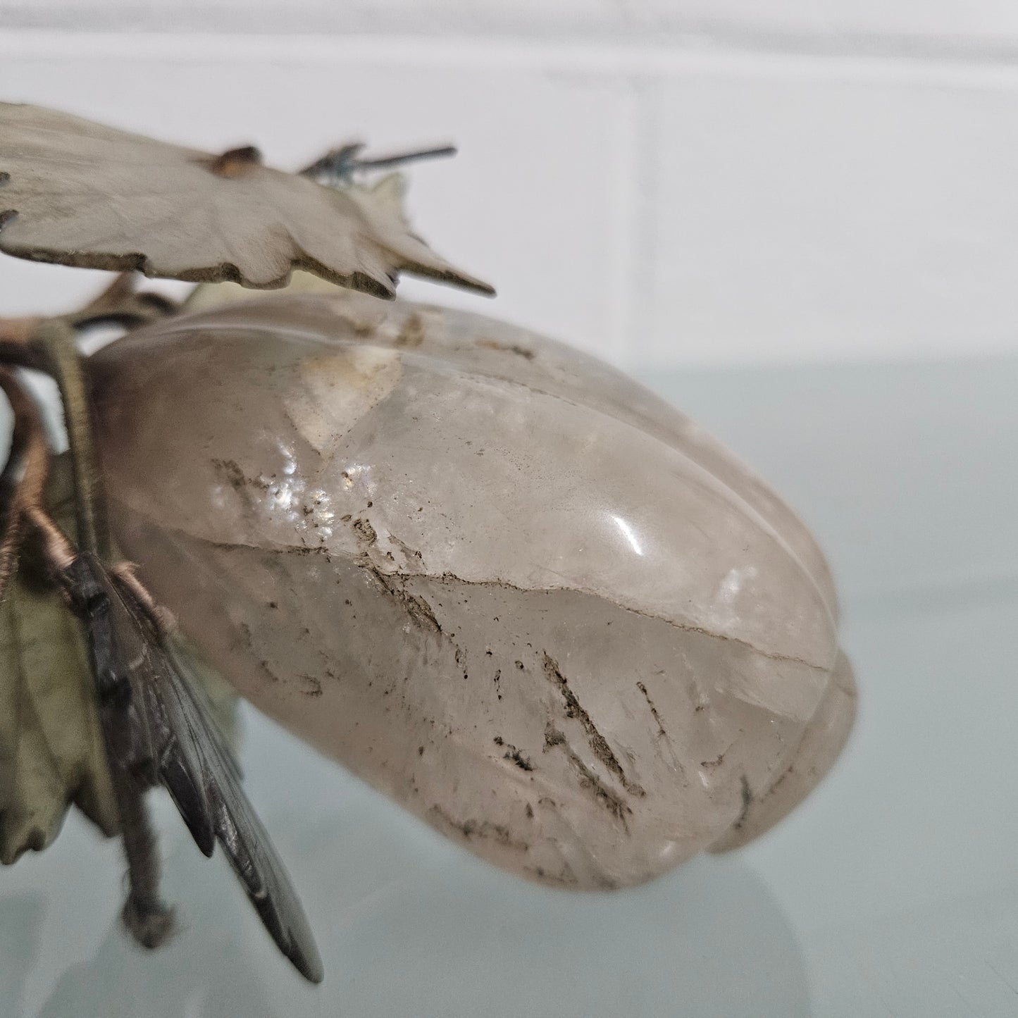 Vintage Carved Jade & Quartz Stone Fruit