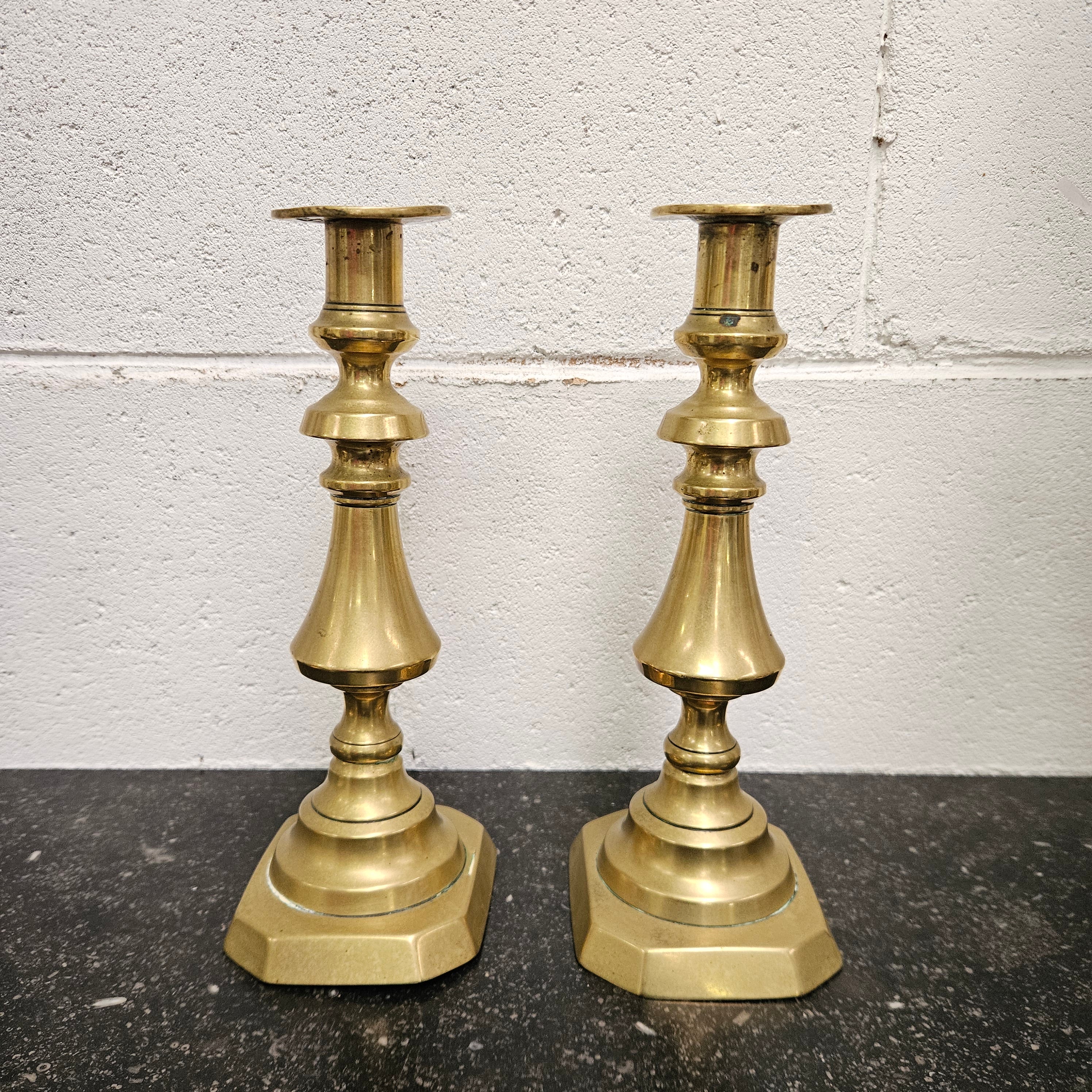 Pair of Mid 19th Century English Brass Candlesticks | Antique & Vintage | Moonee Ponds Antiques | Australia Wide Delivery
