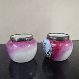 Pair of Silver Topped Salts
