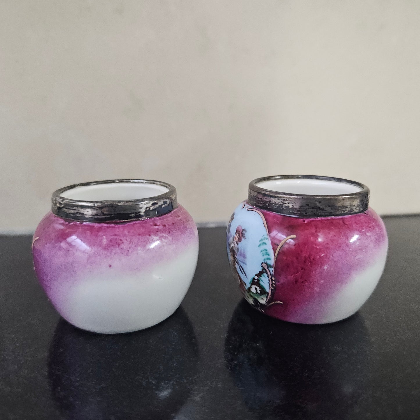 Pair of Silver Topped Salts