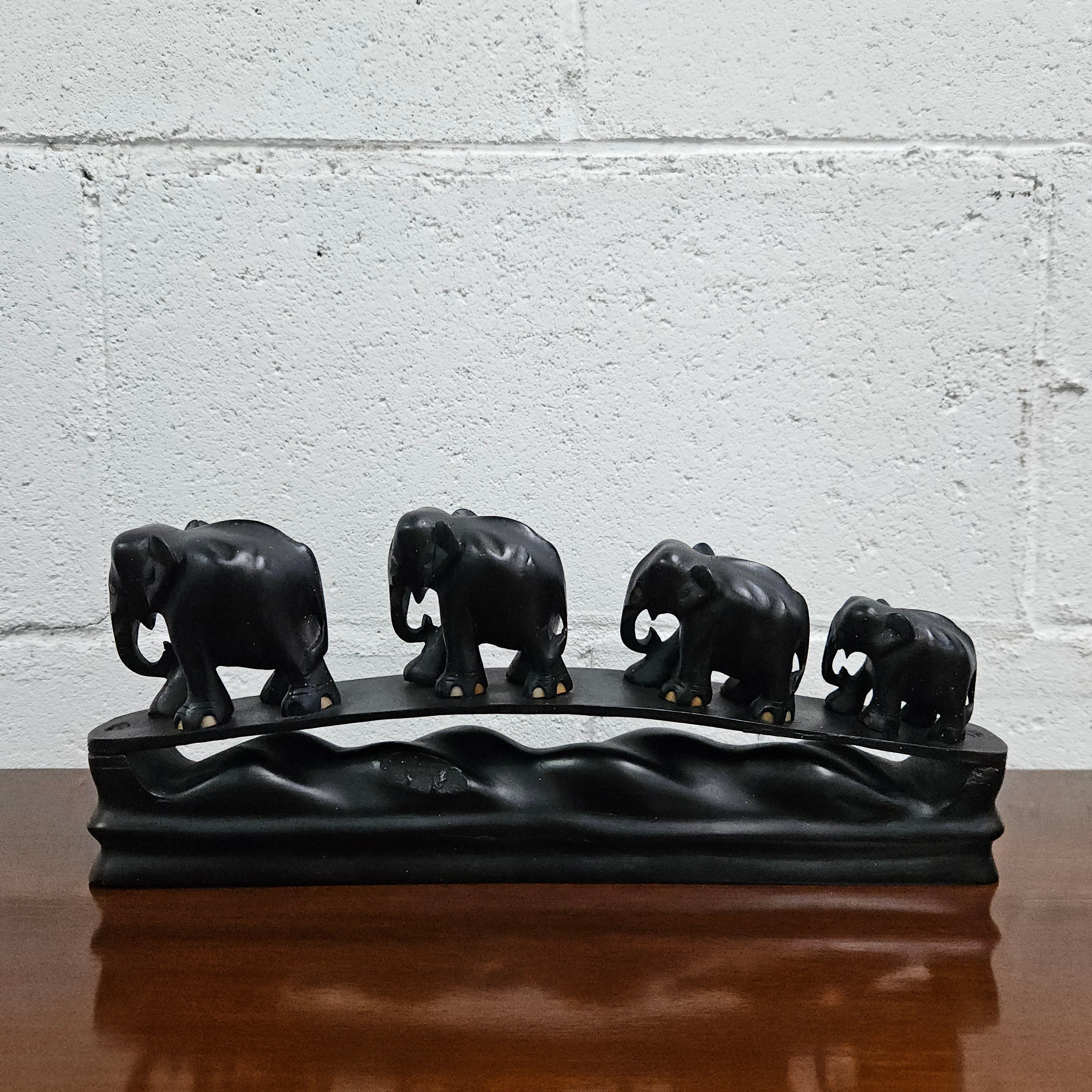 Vintage Ebony Walking Elephants Statue | Antique & Vintage | Moonee Ponds Antiques | Australia Wide Delivery