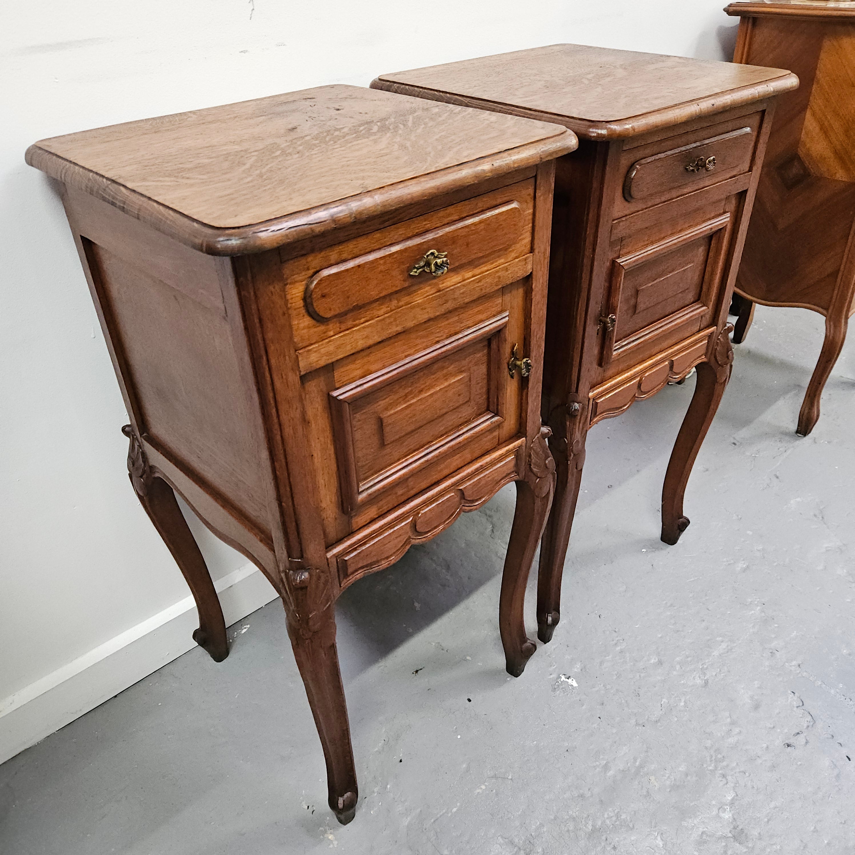 Rare Pair of Antique French Louis XV Style Wooden Top Bedsides | Antique & Vintage | Moonee Ponds Antiques | Australia Wide Delivery