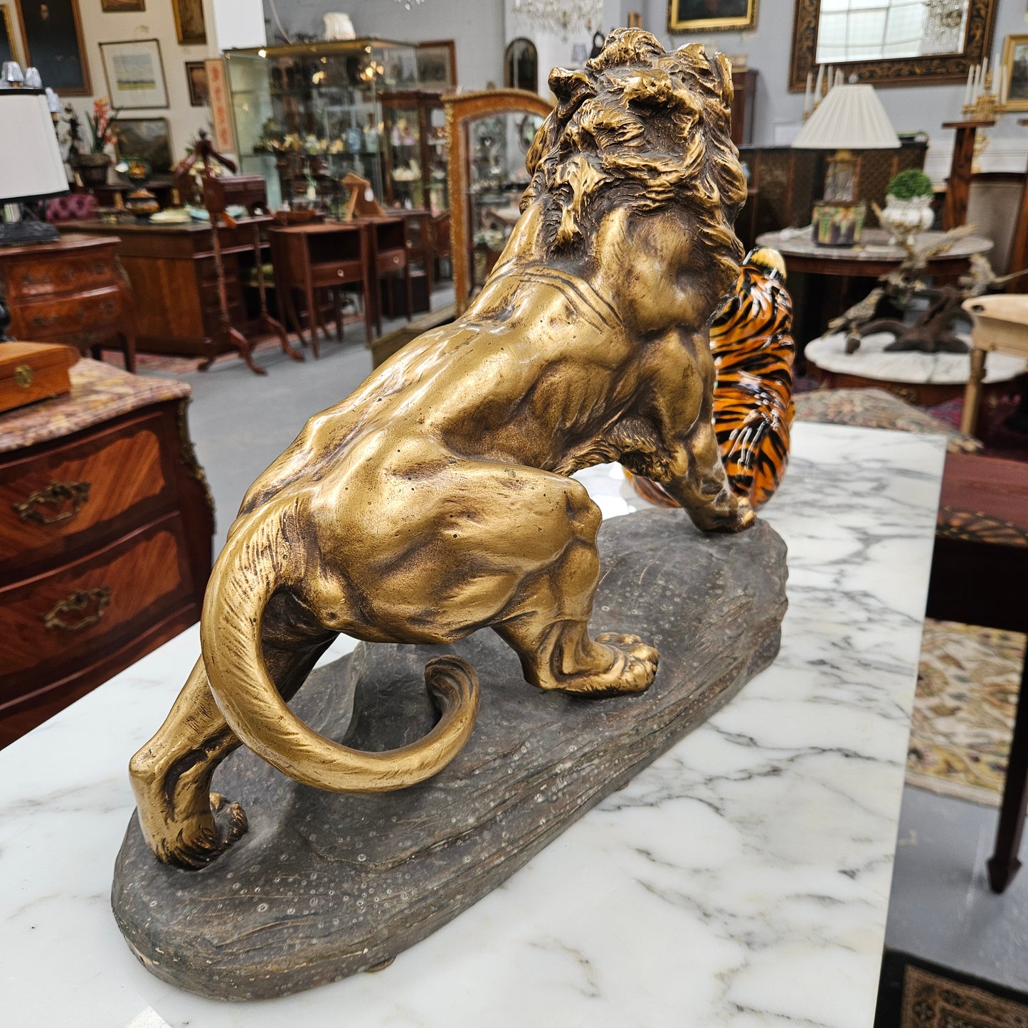 Antique Gilded Terracotta Signed Sculpture