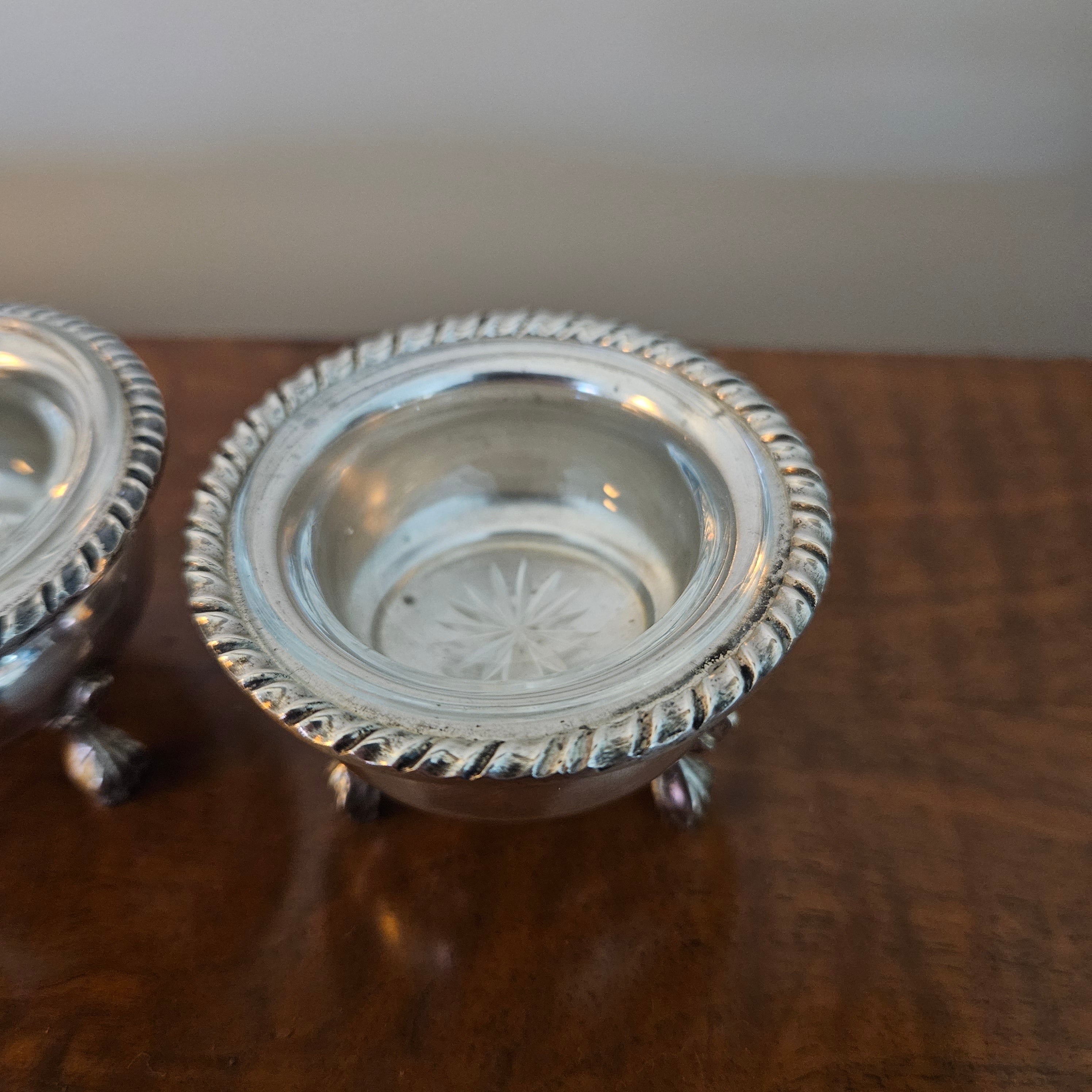 Pair of Vintage Silver & Glass Salts | Antique & Vintage | Moonee Ponds Antiques | Australia Wide Delivery