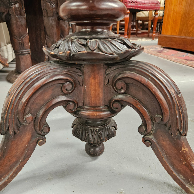 Victorian Marble Top & Carved Walnut Base Occasional Table