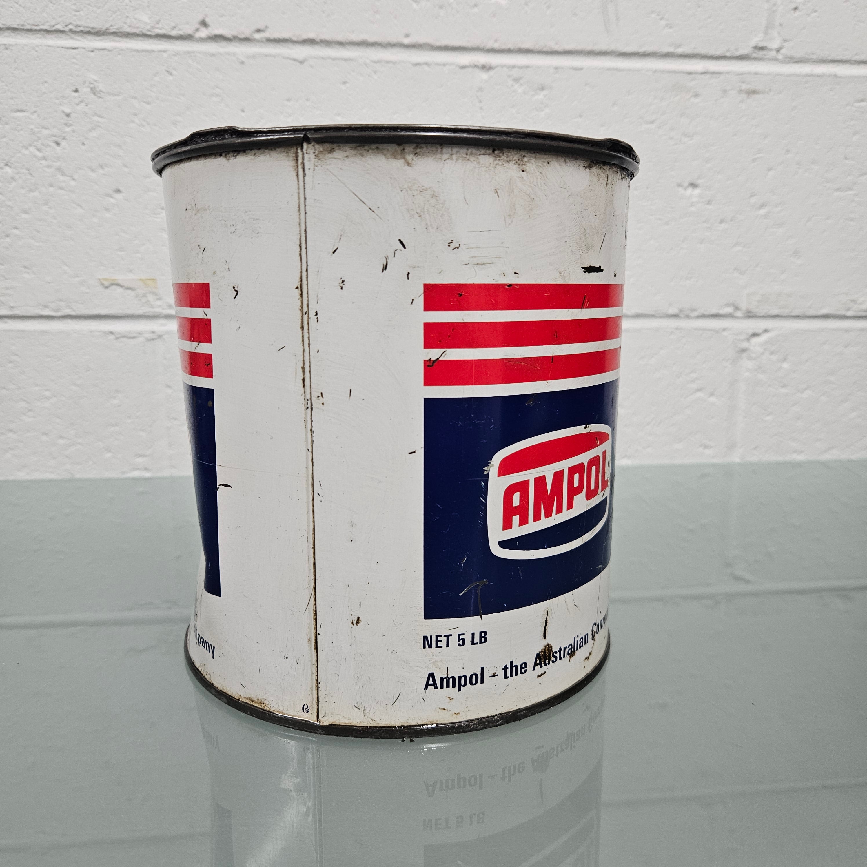 Early Vintage Ampol 5lb Grease Tin | Antique & Vintage | Moonee Ponds Antiques | Australia Wide Delivery