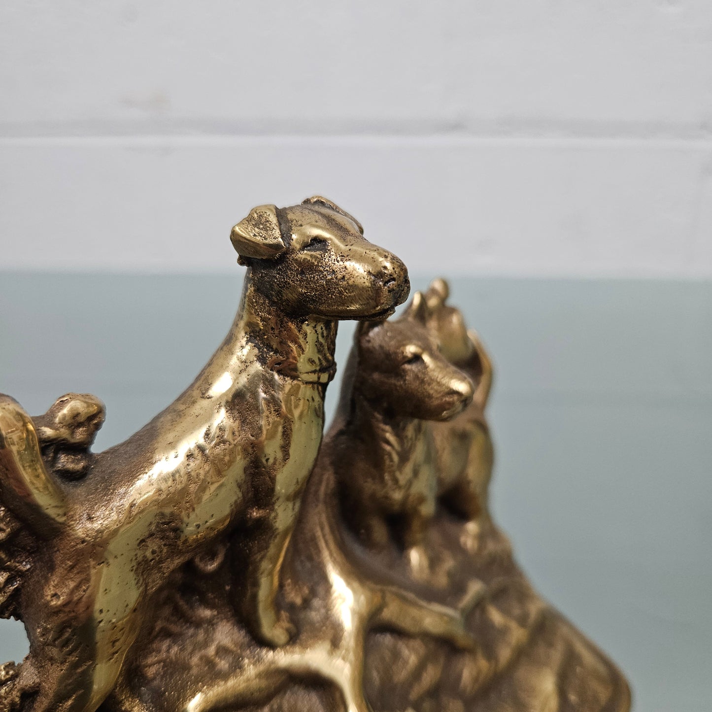 Vintage Brass Dogs Bookend