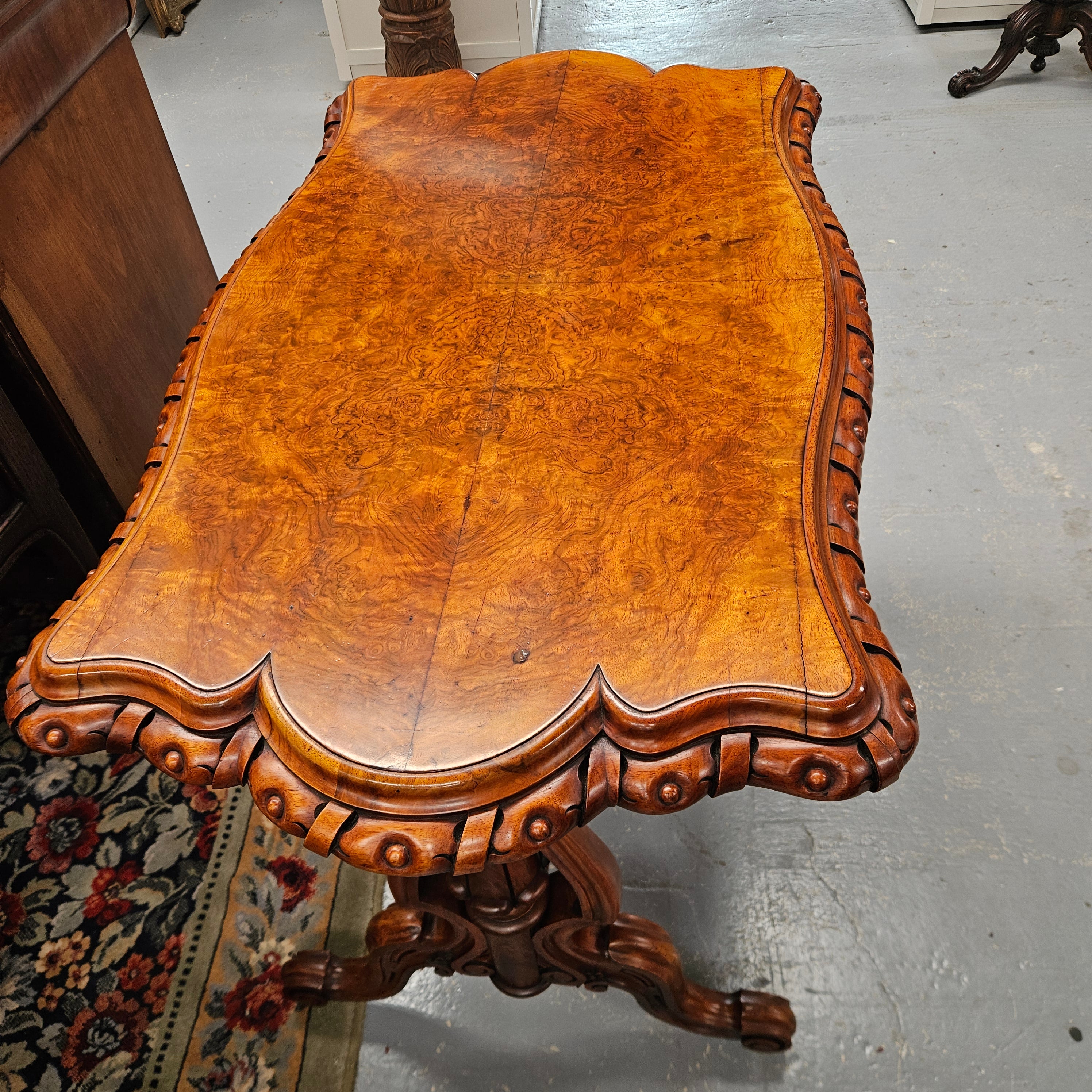 Stunning Victorian Figured Walnut Occasional/Side Table Circ 1860's | Antique & Vintage | Moonee Ponds Antiques | Australia Wide Delivery