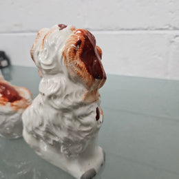 Pair of Antique Staffordshire Spaniels Statues