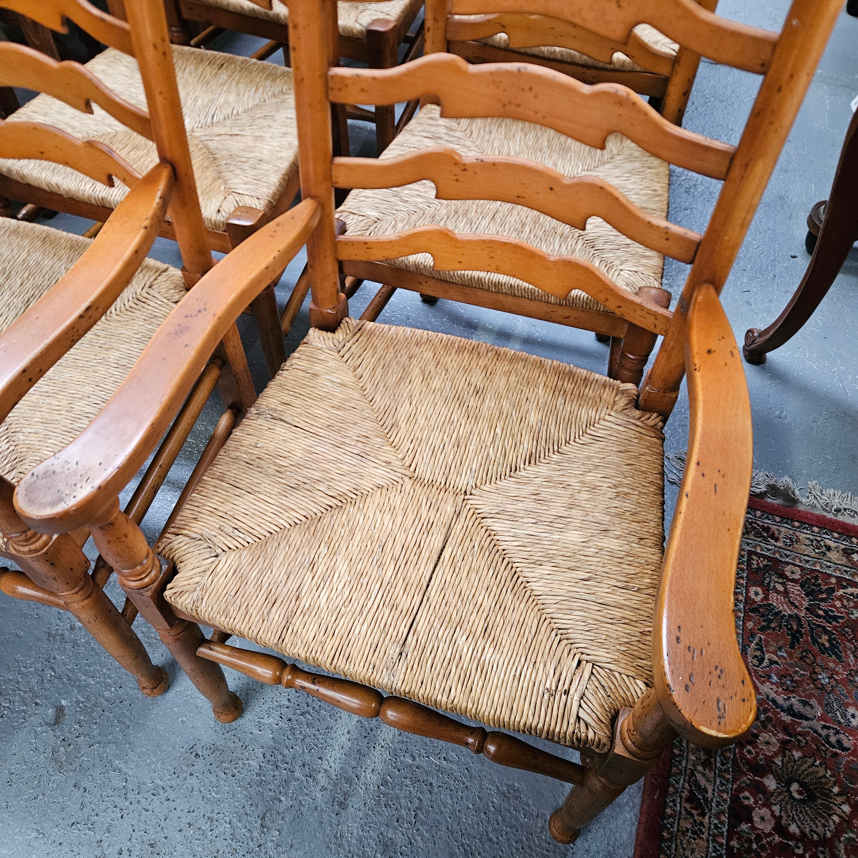 Vintage Set of 8 Beech Wood Ladderback Rush Seated Dining Chairs | Antique & Vintage | Moonee Ponds Antiques | Australia Wide Delivery