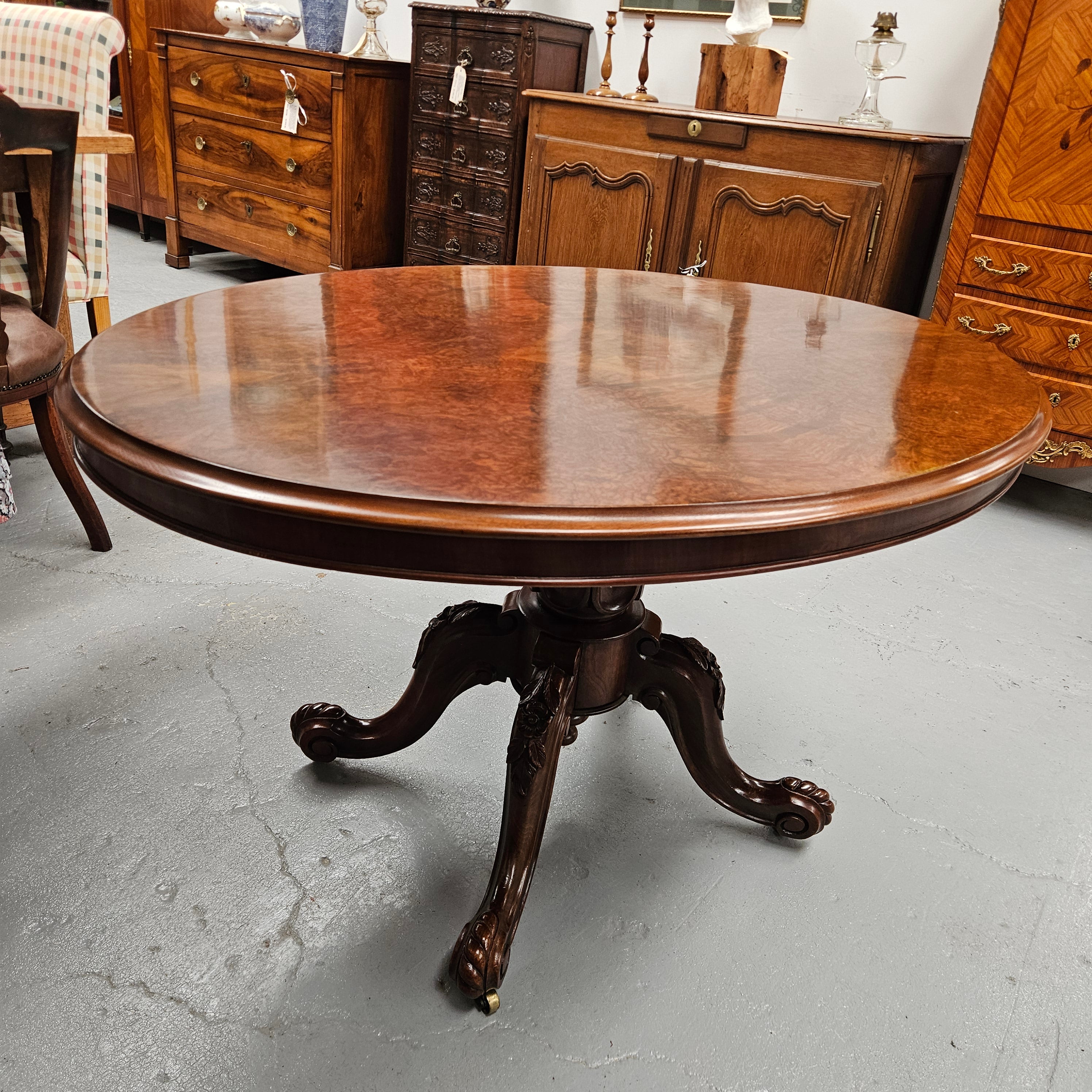 Mid Victorian Burr Walnut Oval Centre Table | Antique & Vintage | Moonee Ponds Antiques | Australia Wide Delivery