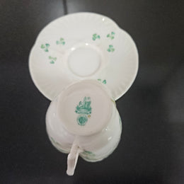 Belleek Coffee Cup and Saucer In Shell Pattern